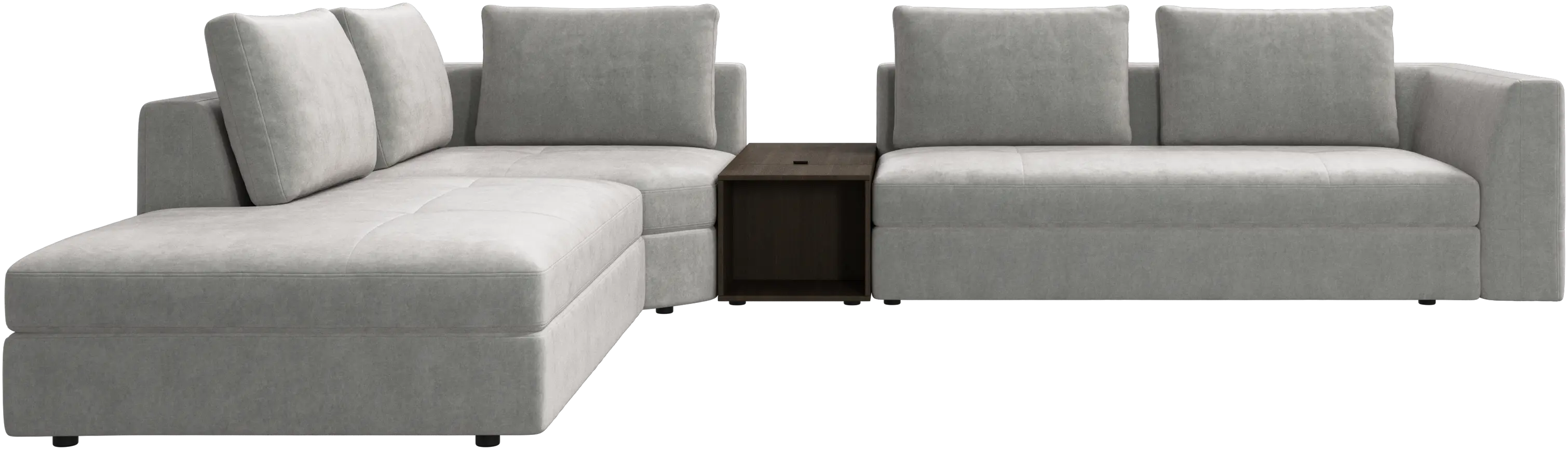 Bergamo corner sofa with lounging unit and footstool w/storage