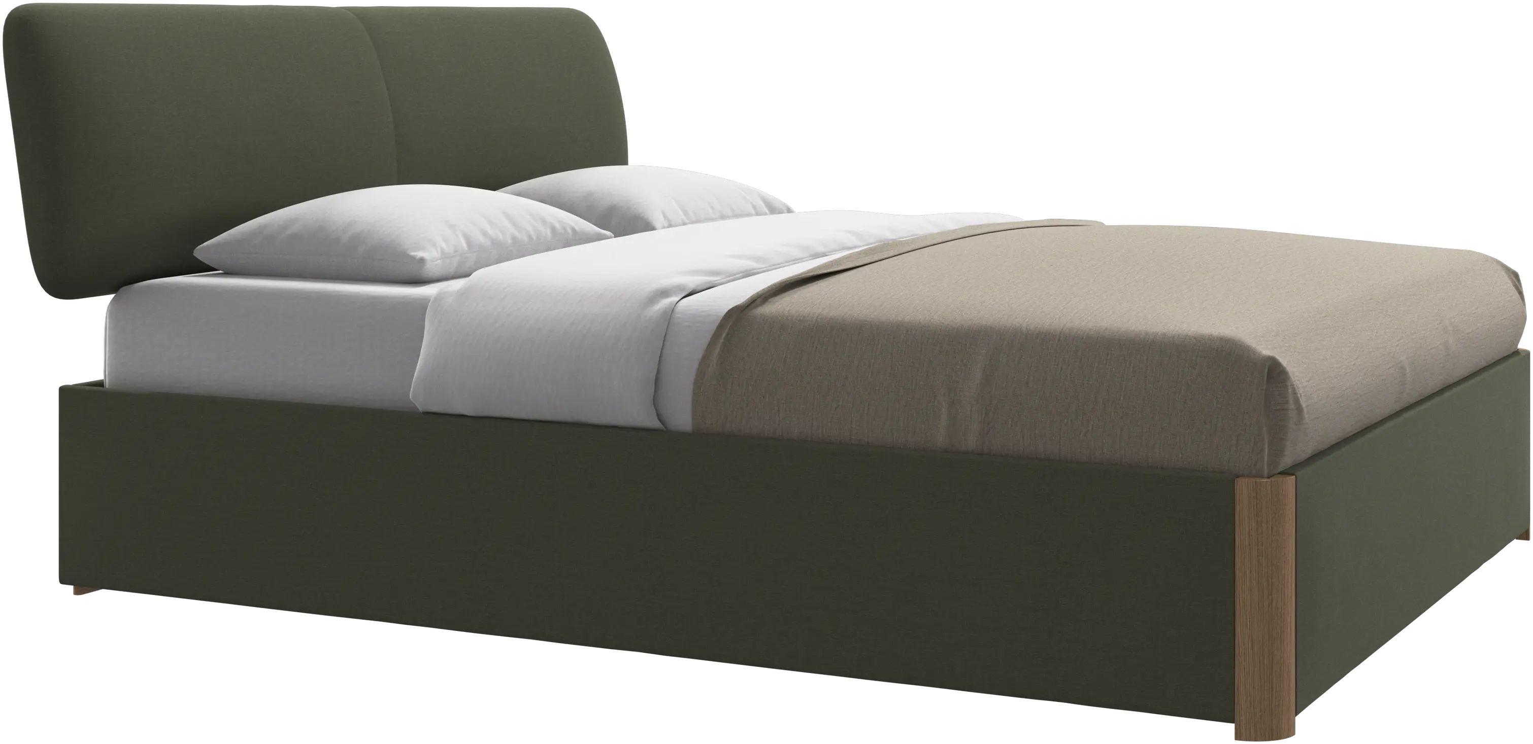 Element cama, cabecero montado en la cama, con láminas y solución de almacenamiento, excl. colchón