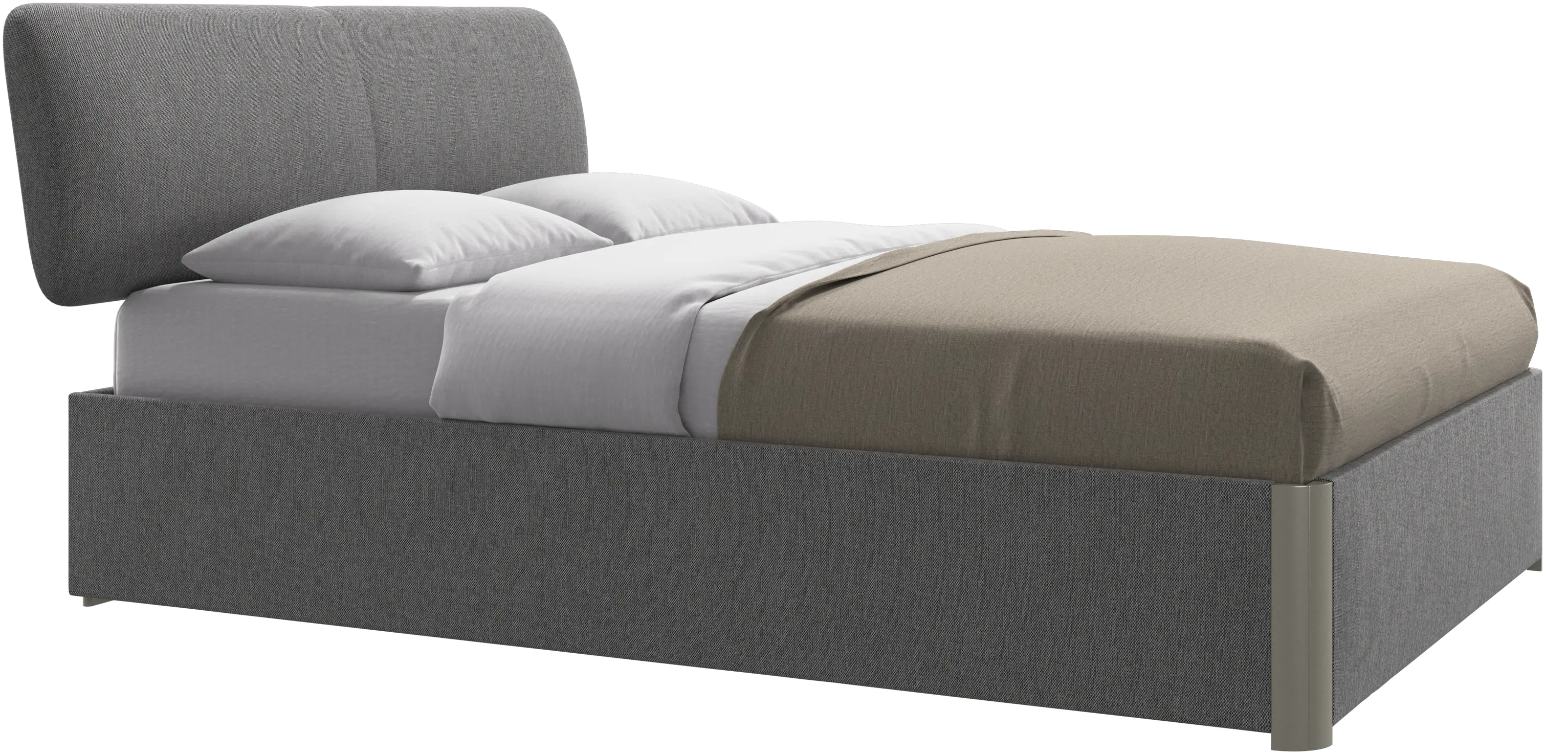 Element lit, tête de lit fixée au lit, avec lattes et solution de stockage, excl. matelas