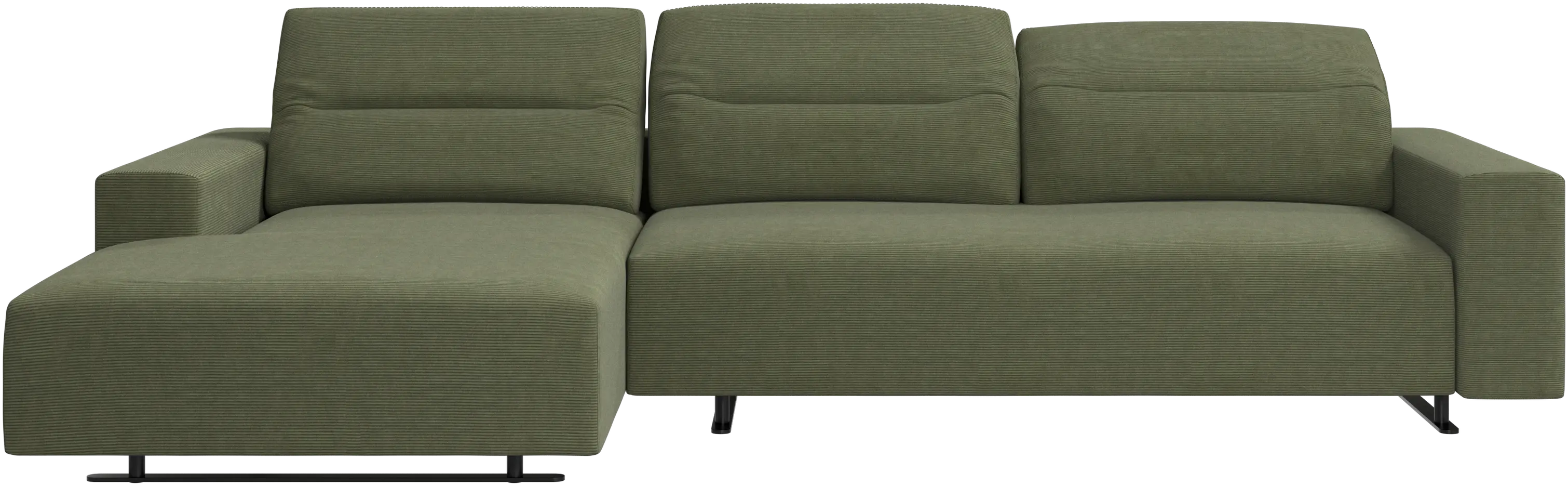 Hampton sofa with adjustable back and resting unit left side, storage right side