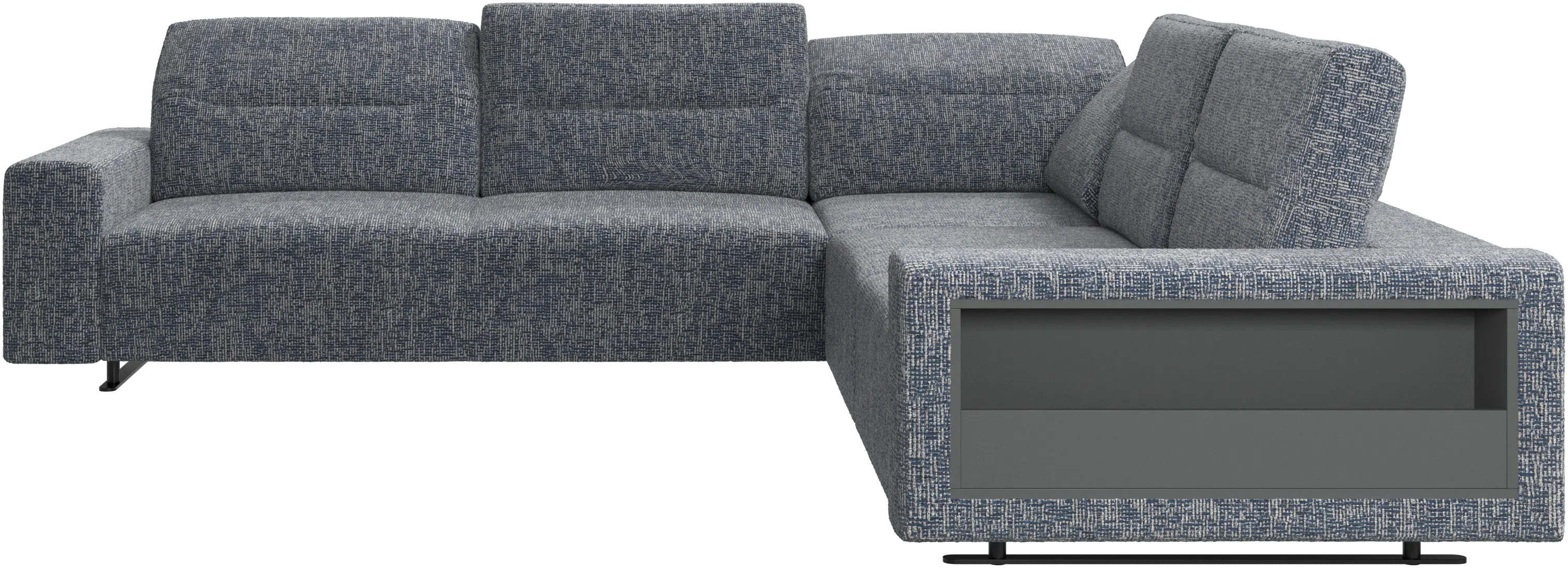 Hampton corner sofa with adjustable back and storage on right side