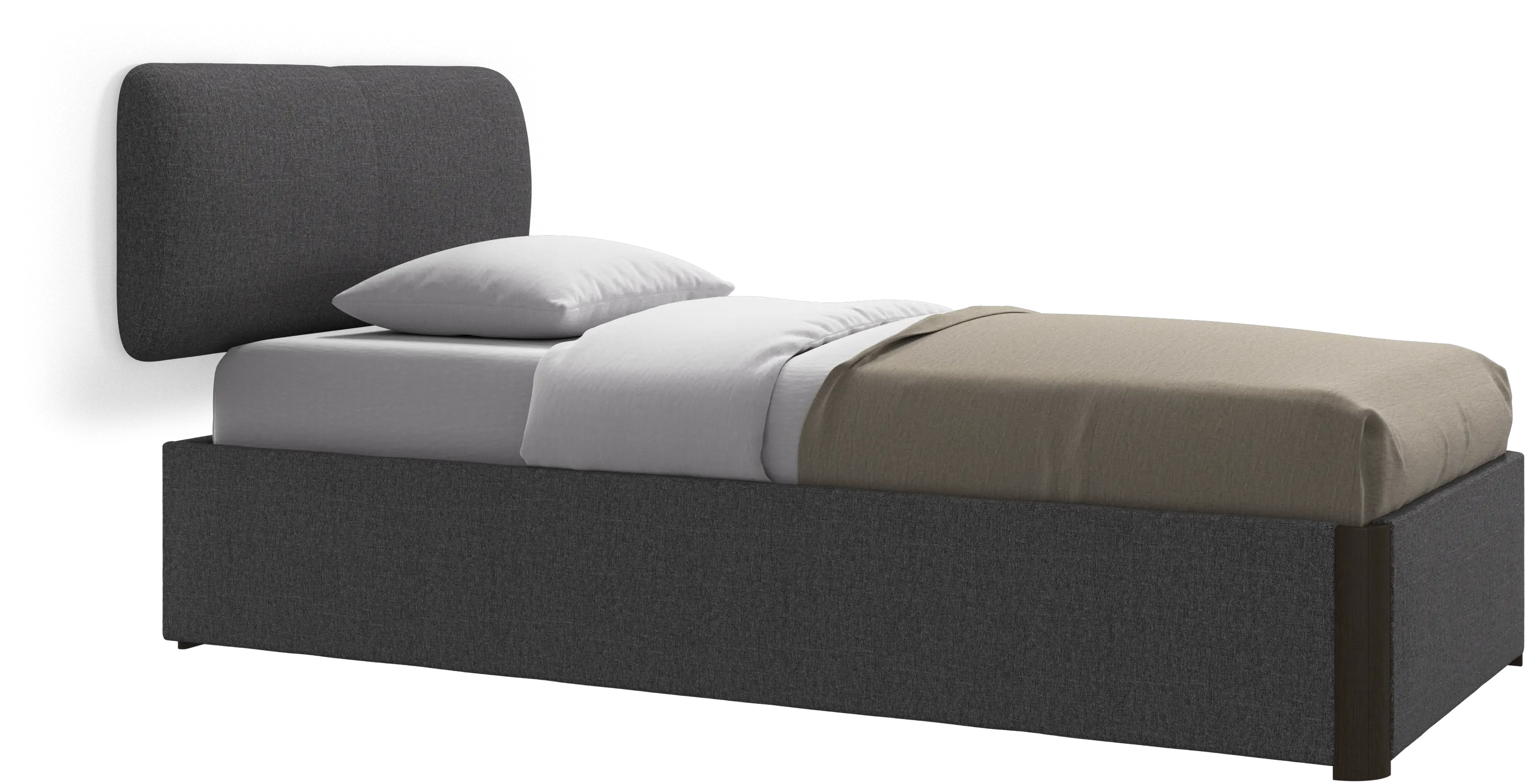 Element bed, wall-mounted headboard, with slats and storage solution, excl. mattress
