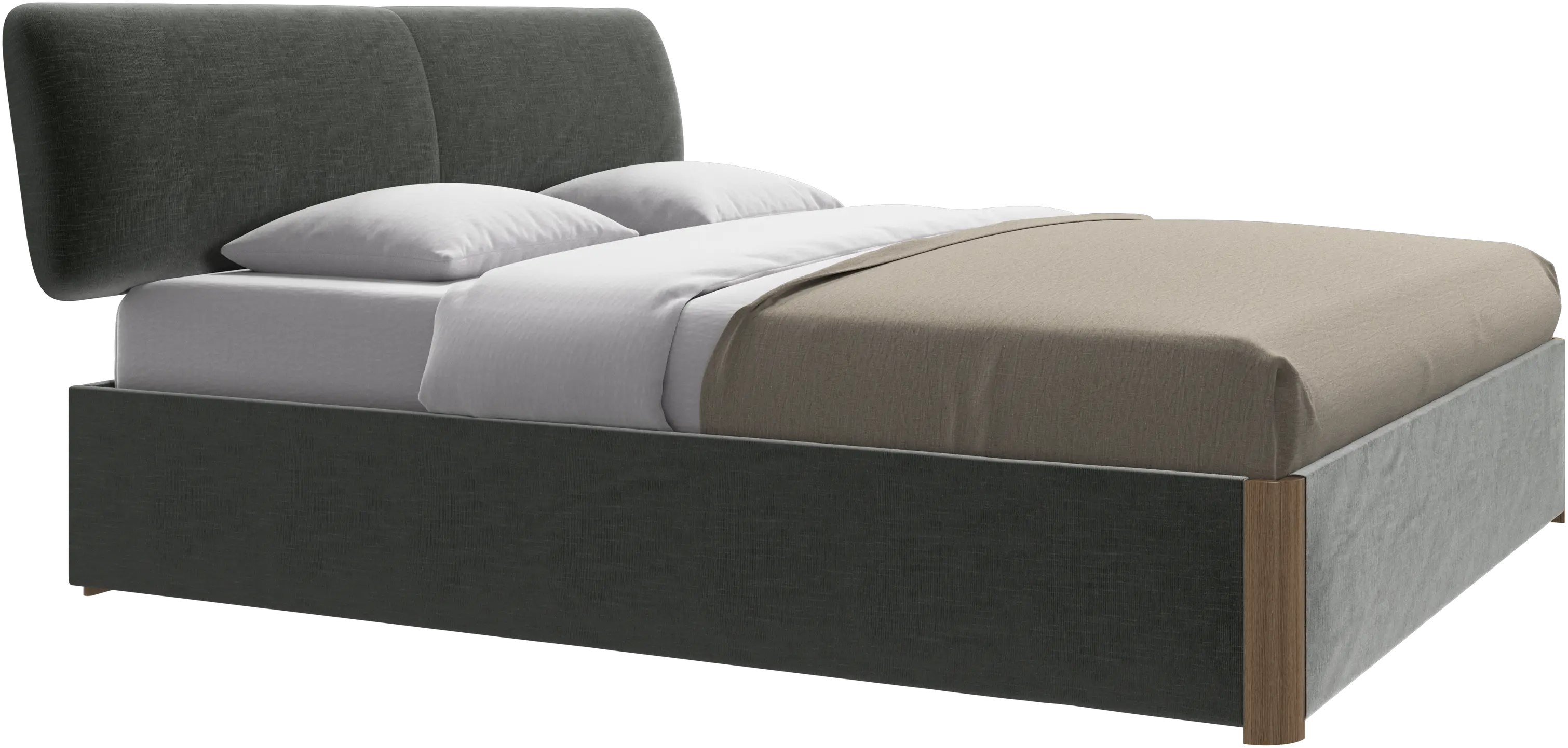 Element bed, bed-mounted headboard, with slats and storage solution, excl. mattress