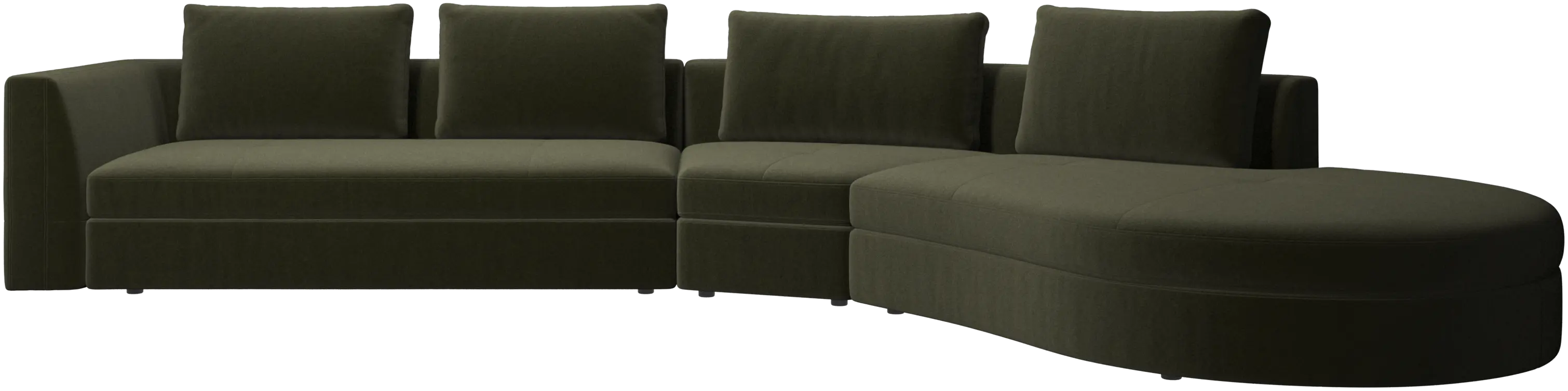 Bergamo sofa with round lounging unit,右