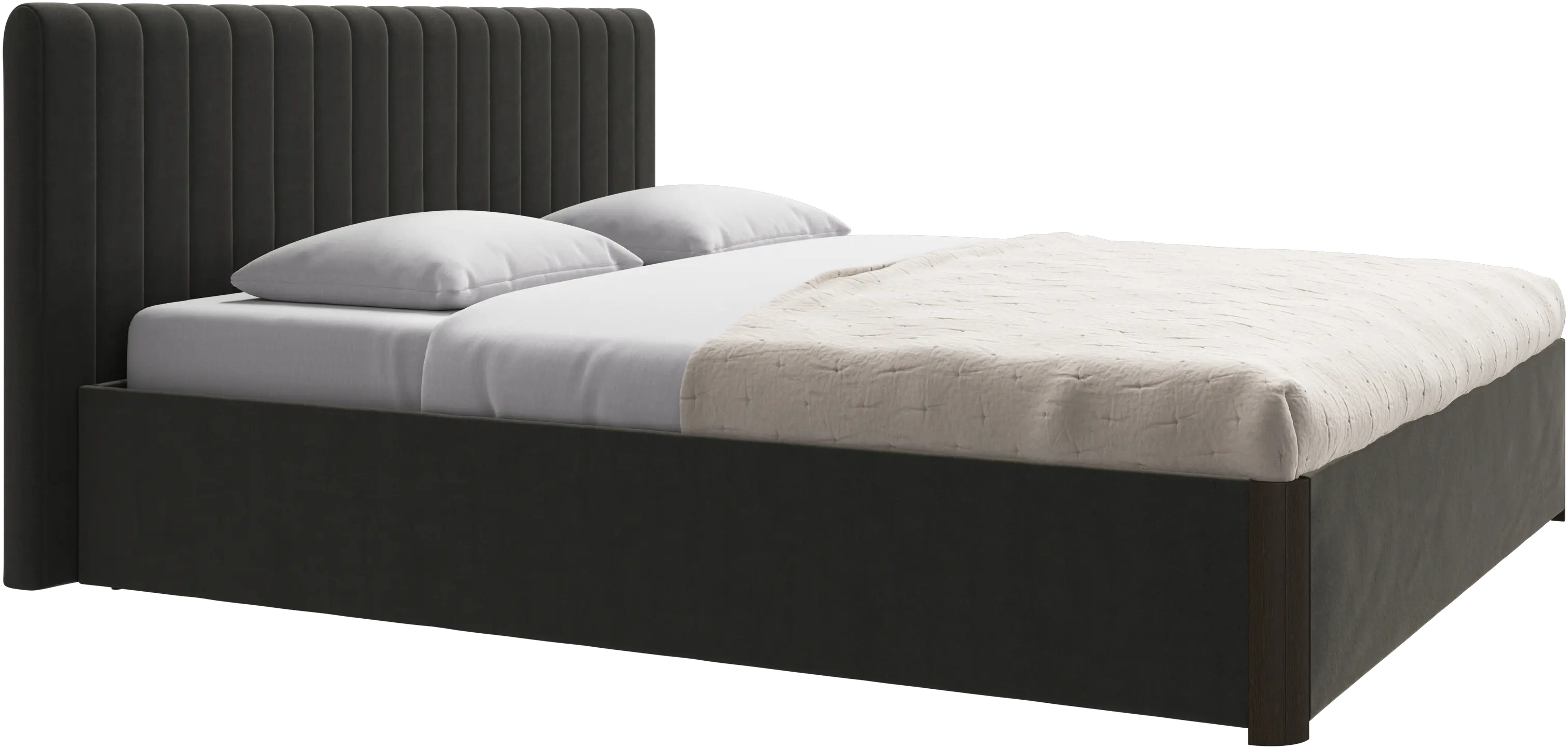 Element bed, bed-mounted headboard, with slats and storage solution, excl. mattress