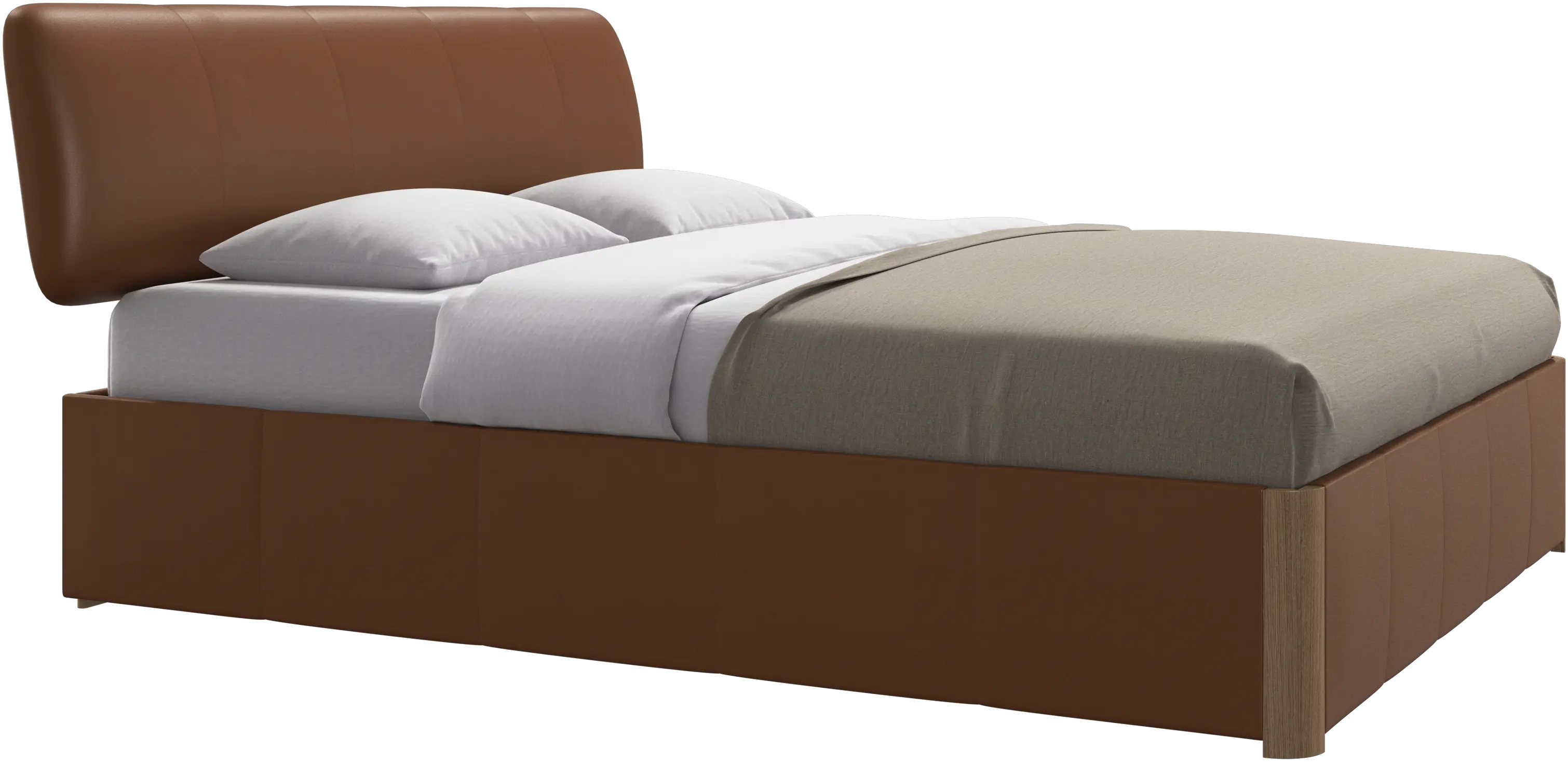 Element lit, tête de lit fixée au lit, avec lattes et solution de stockage, excl. matelas