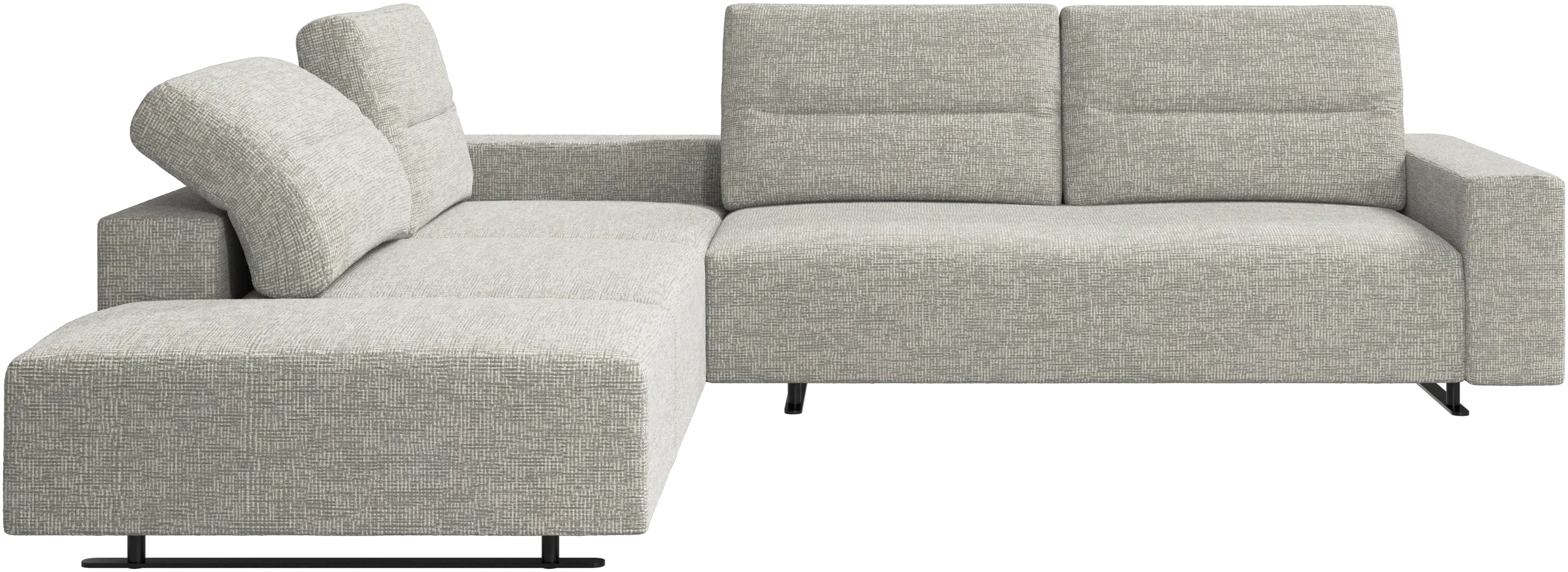 Hampton corner sofa with adjustable back and storage on right side