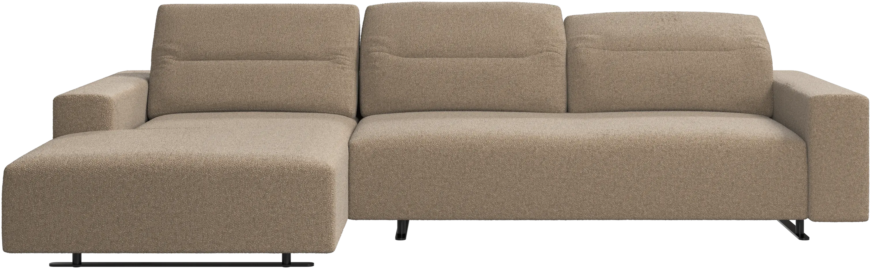 Hampton sofa with adjustable back and resting unit left side, storage right side