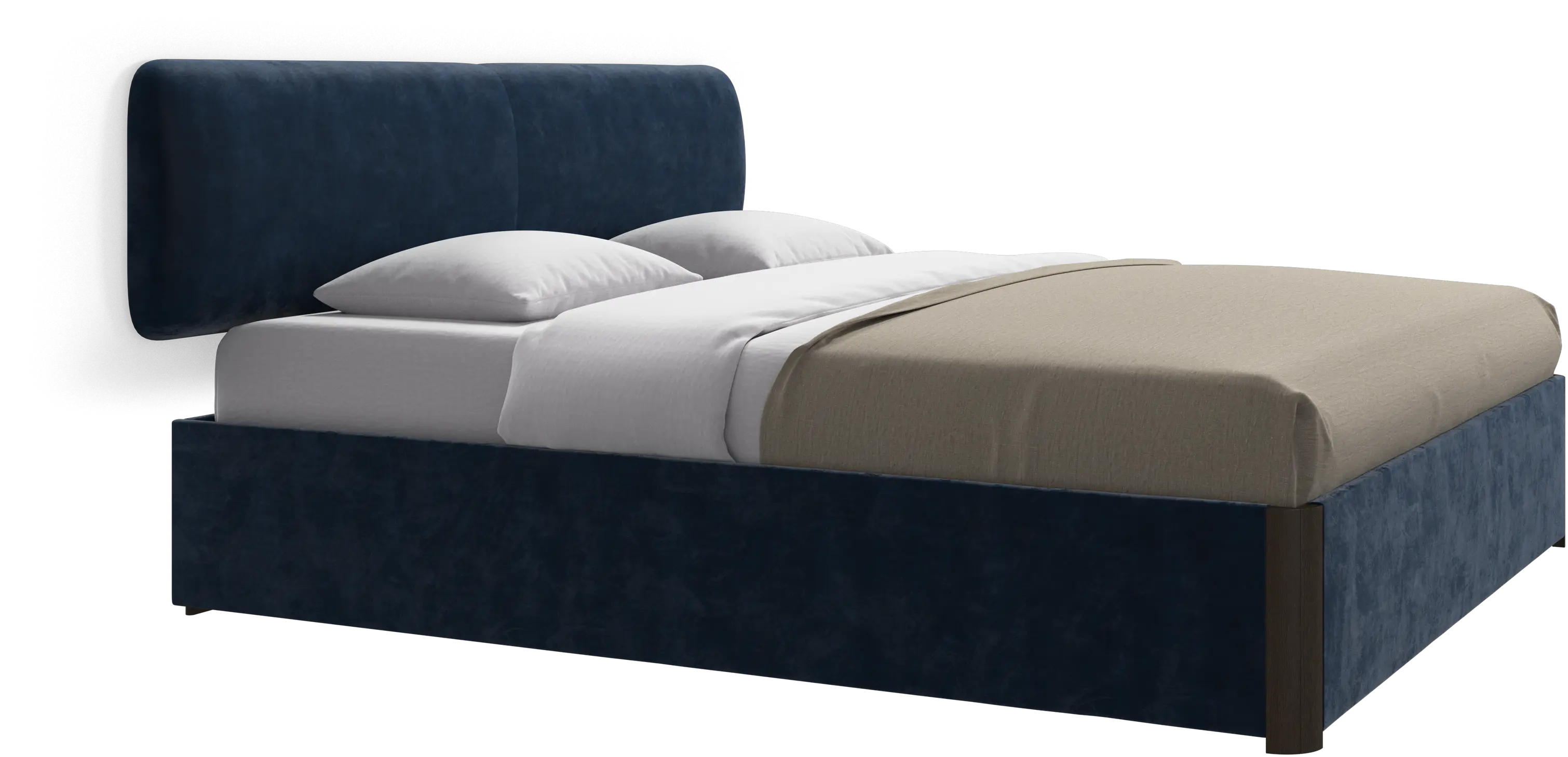 Element seng, vægmonteret sengegavl, med lameller og opbevaringsløsning, ekskl. madras