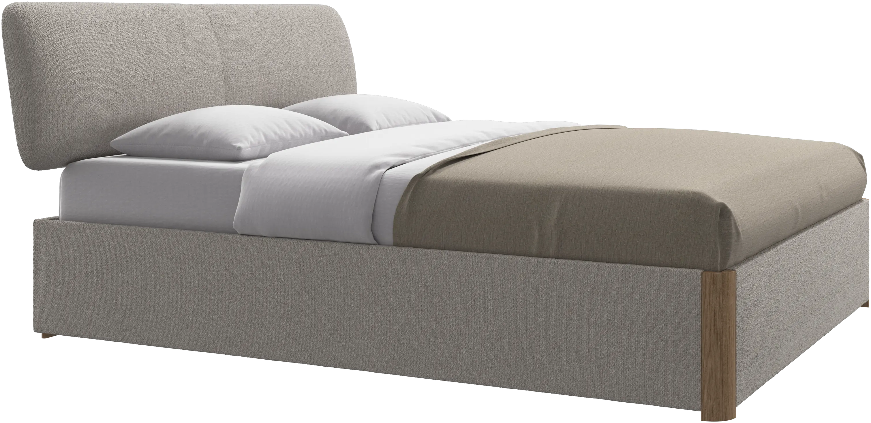 Element lit, tête de lit fixée au lit, avec lattes et solution de stockage, excl. matelas