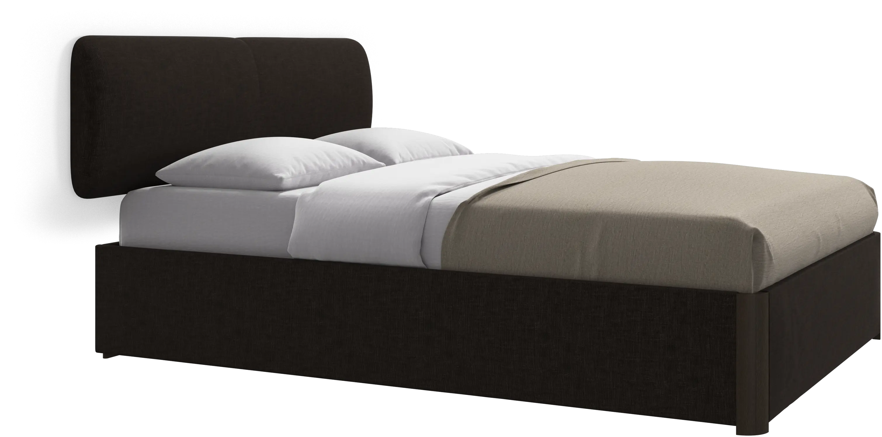 Element cama, cabecero montado en la pared, con láminas y solución de almacenamiento, excl. colchón