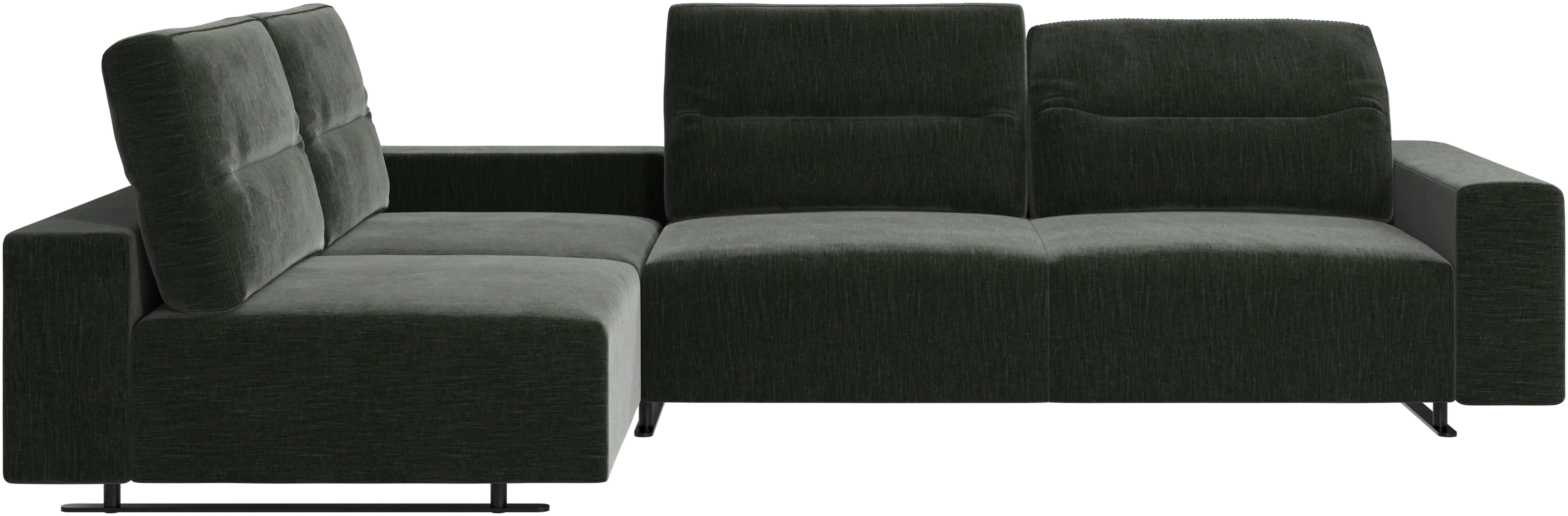 Hampton corner sofa with adjustable back and storage on right side