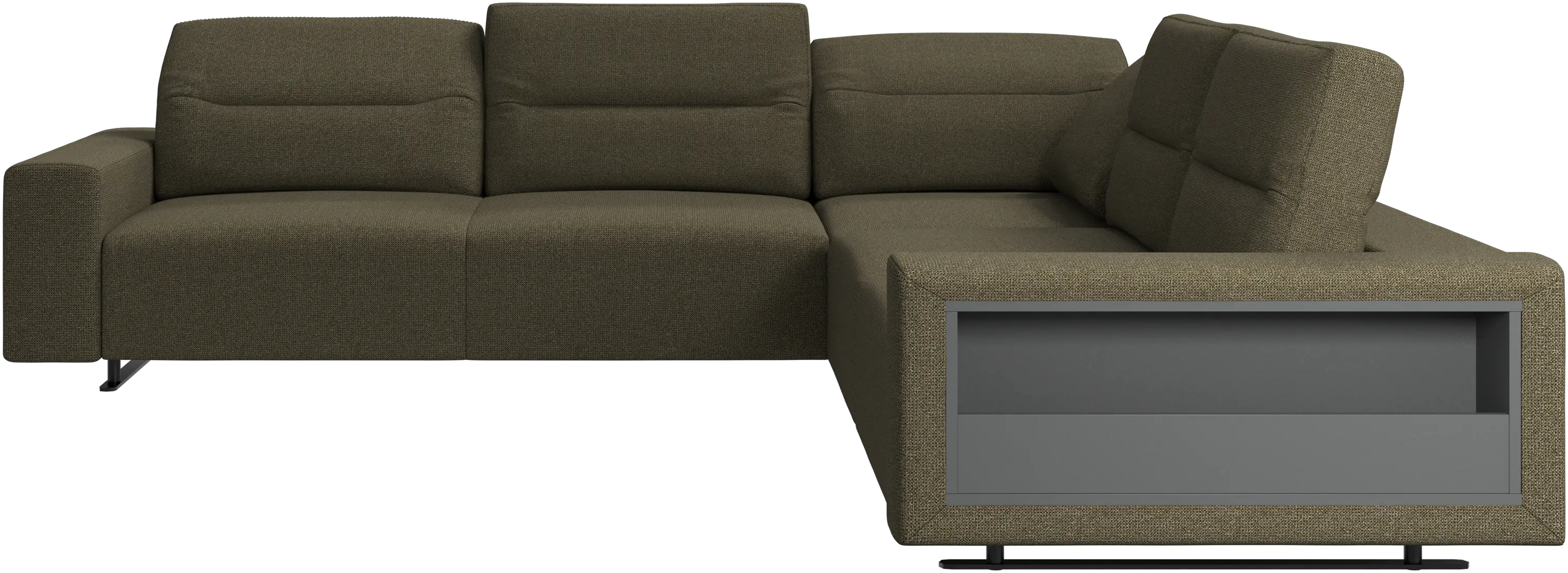 Hampton コーナーソファ アジャスタブルバック&収納付き