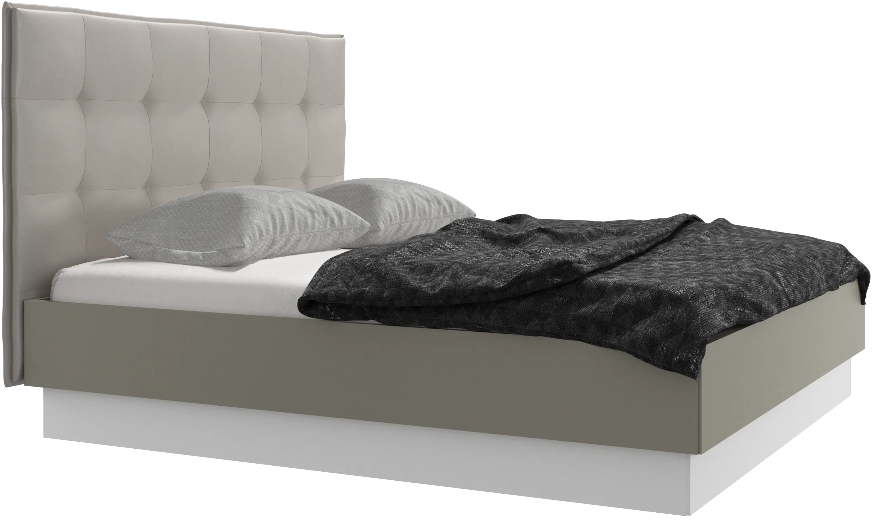Lit Lugano avec rangement intégré, sommier inclus, hors matelas