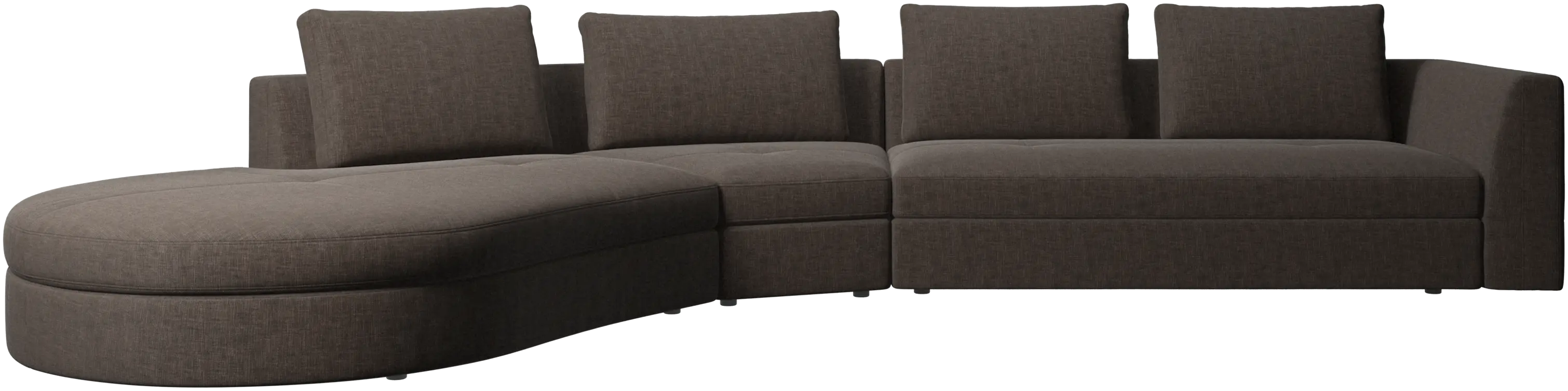 Bergamo sofa with round lounging unit, left