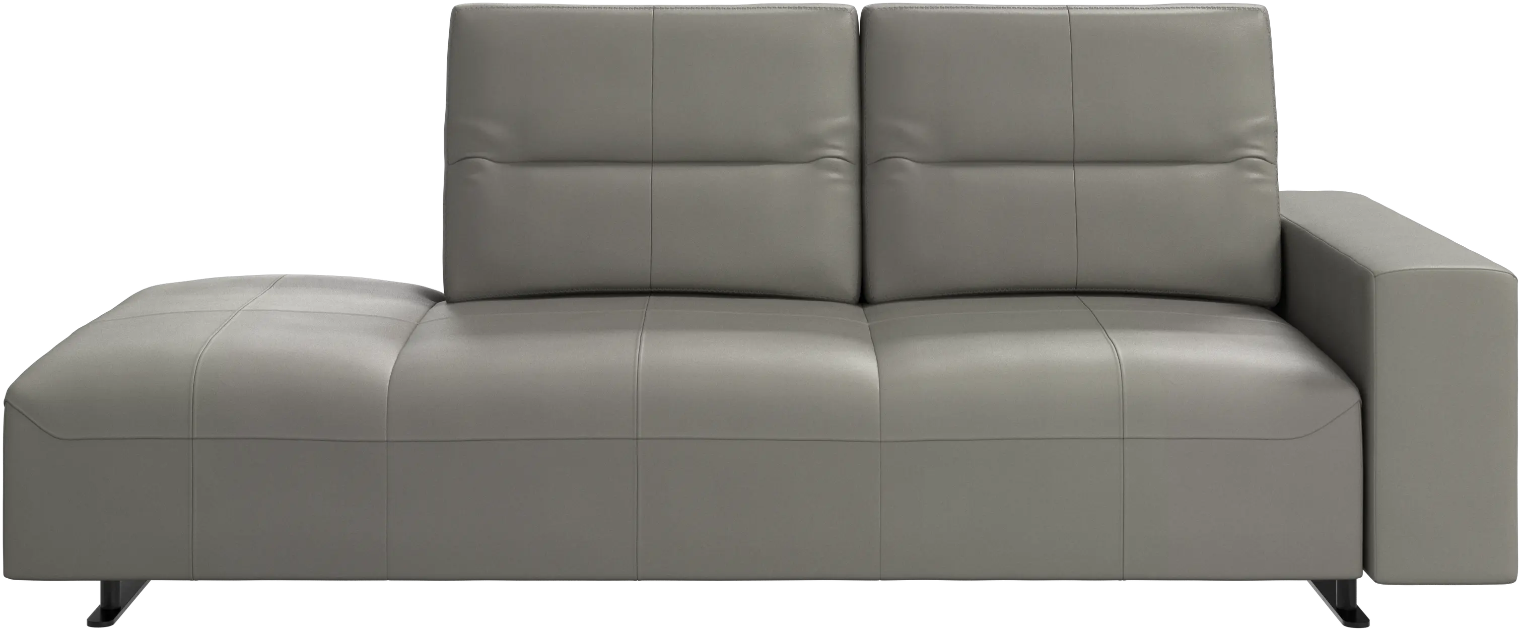 Hampton sofa with adjustable back and lounging unit left side, armrest right