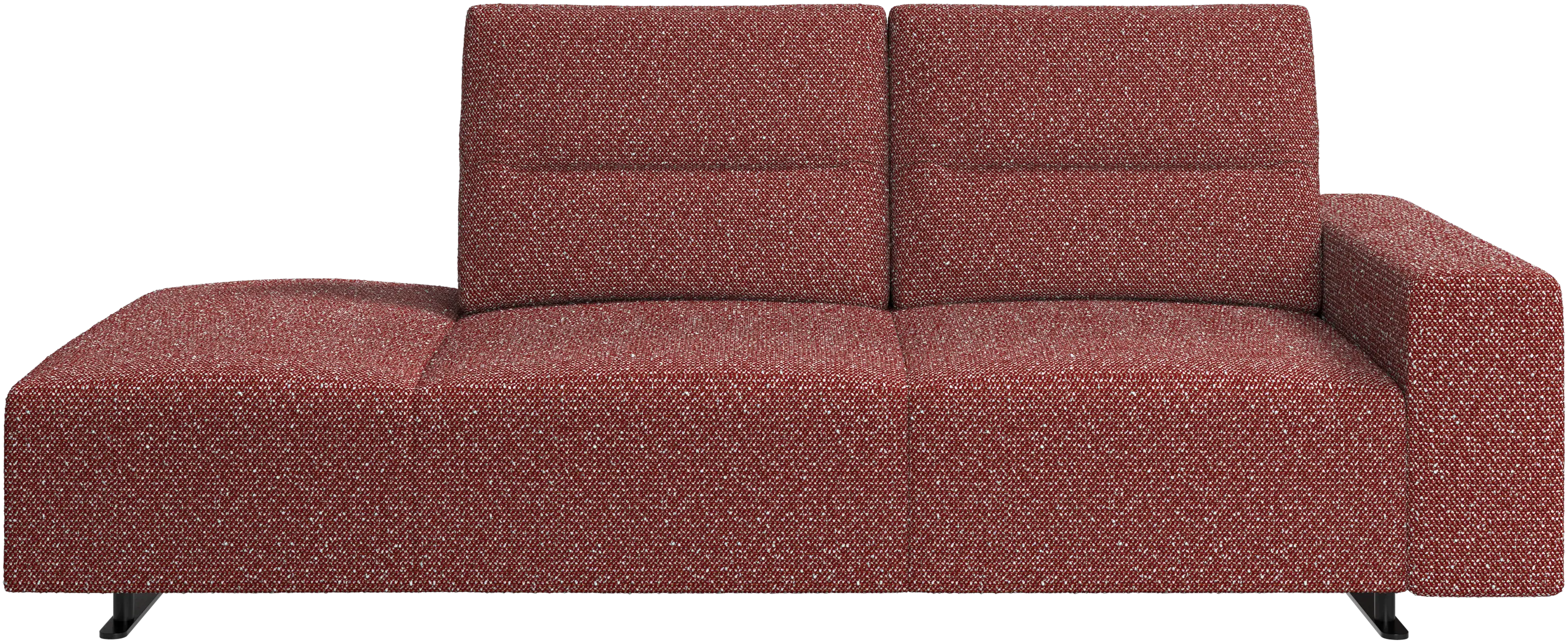 Hampton sofa with adjustable back and lounging unit left side, armrest right