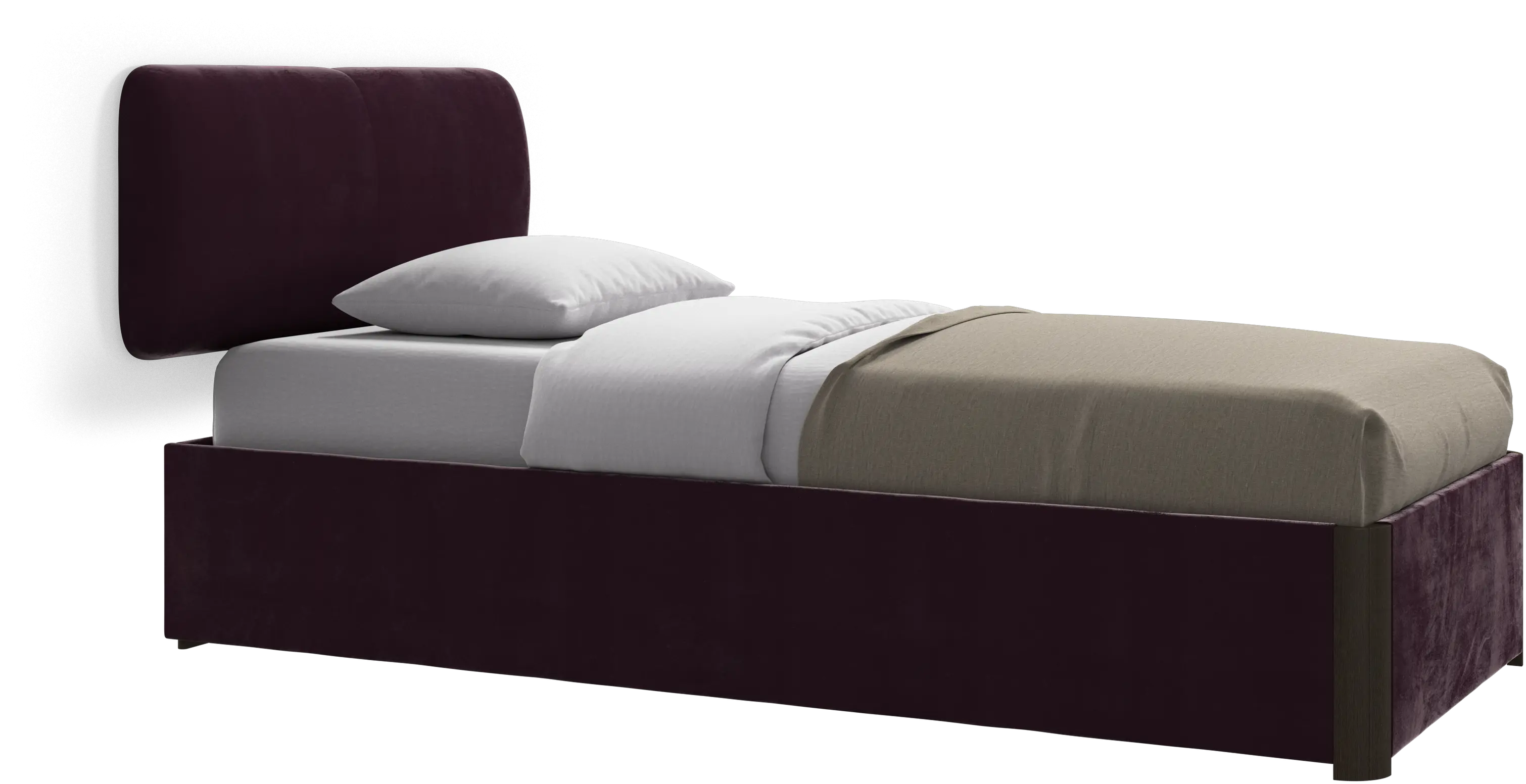 Element bed, wall-mounted headboard, with slats and storage solution, excl. mattress