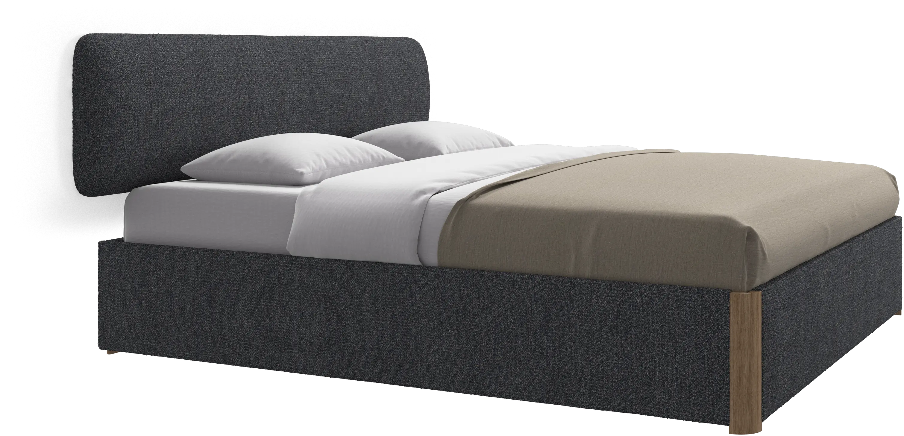 Element bed, wall-mounted headboard, with slats and storage solution, excl. mattress