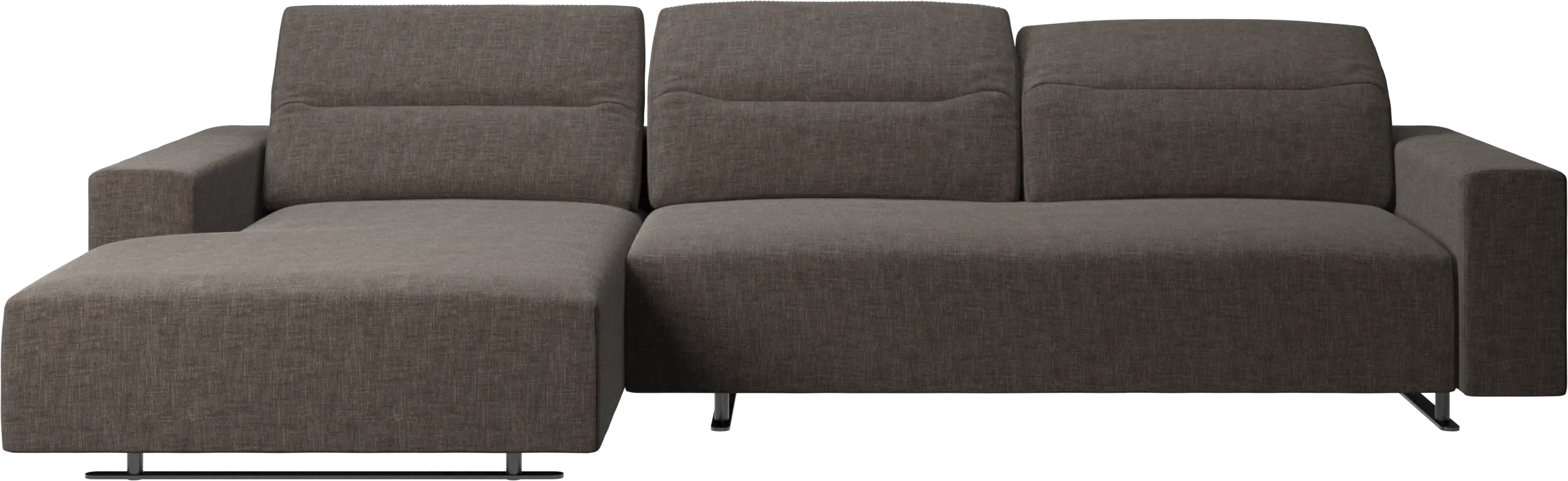 Hampton sofa with adjustable back, resting unit and storage left side