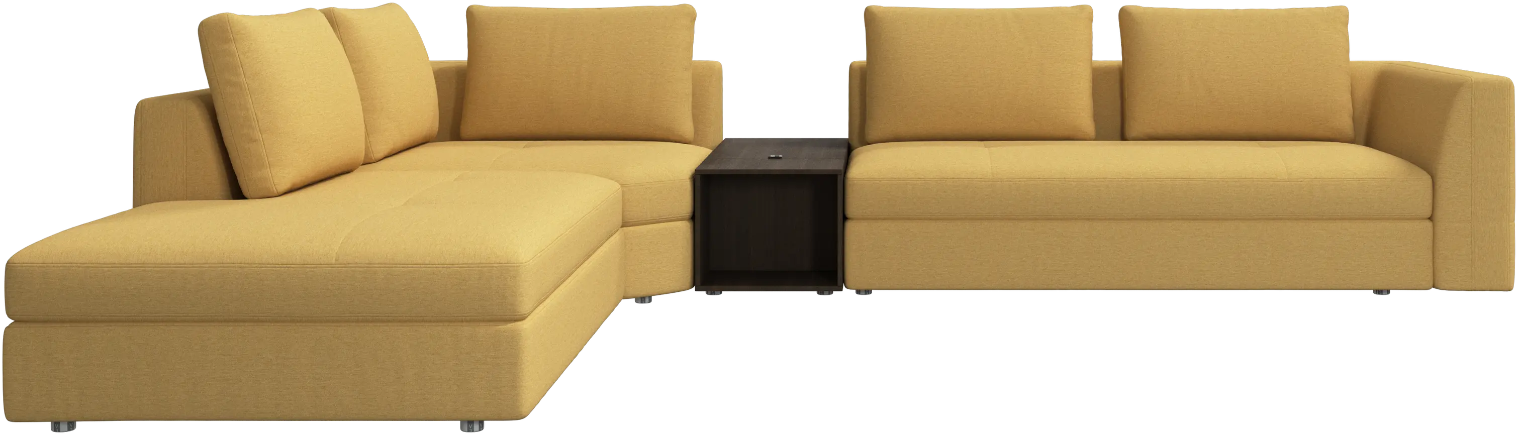 Bergamo corner sofa with lounging unit and footstool w/storage