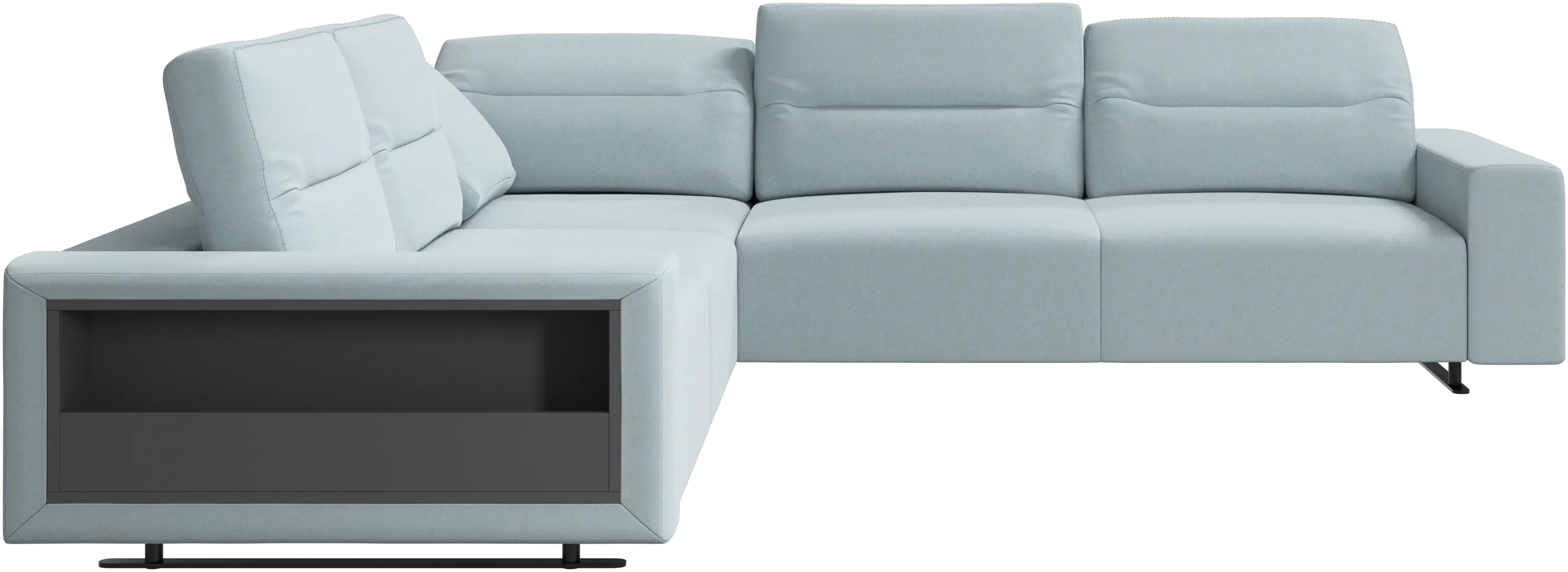 Hampton corner sofa with adjustable back and storage on left side