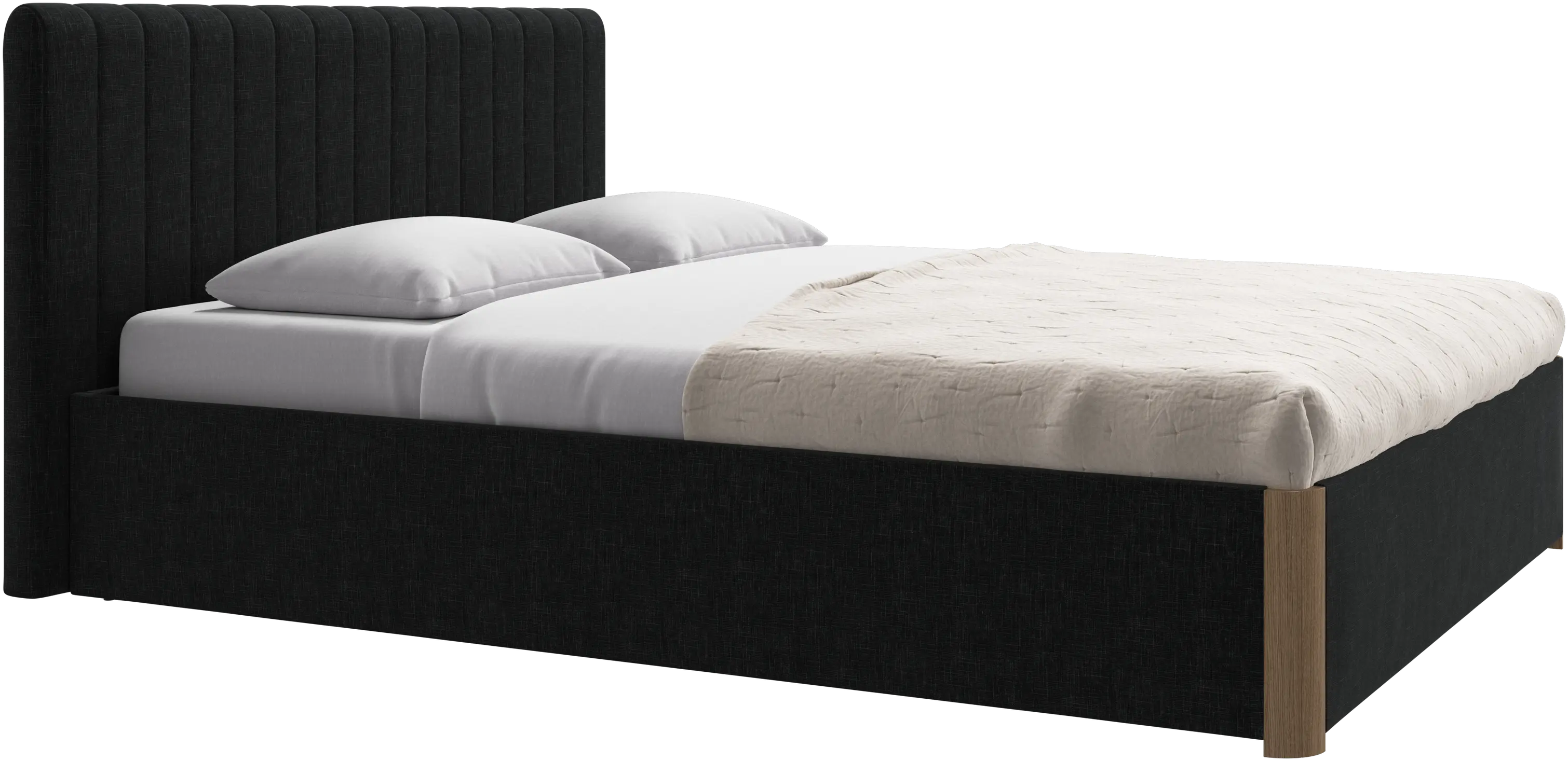 Element cama, cabecero montado en la cama, con láminas y solución de almacenamiento, excl. colchón