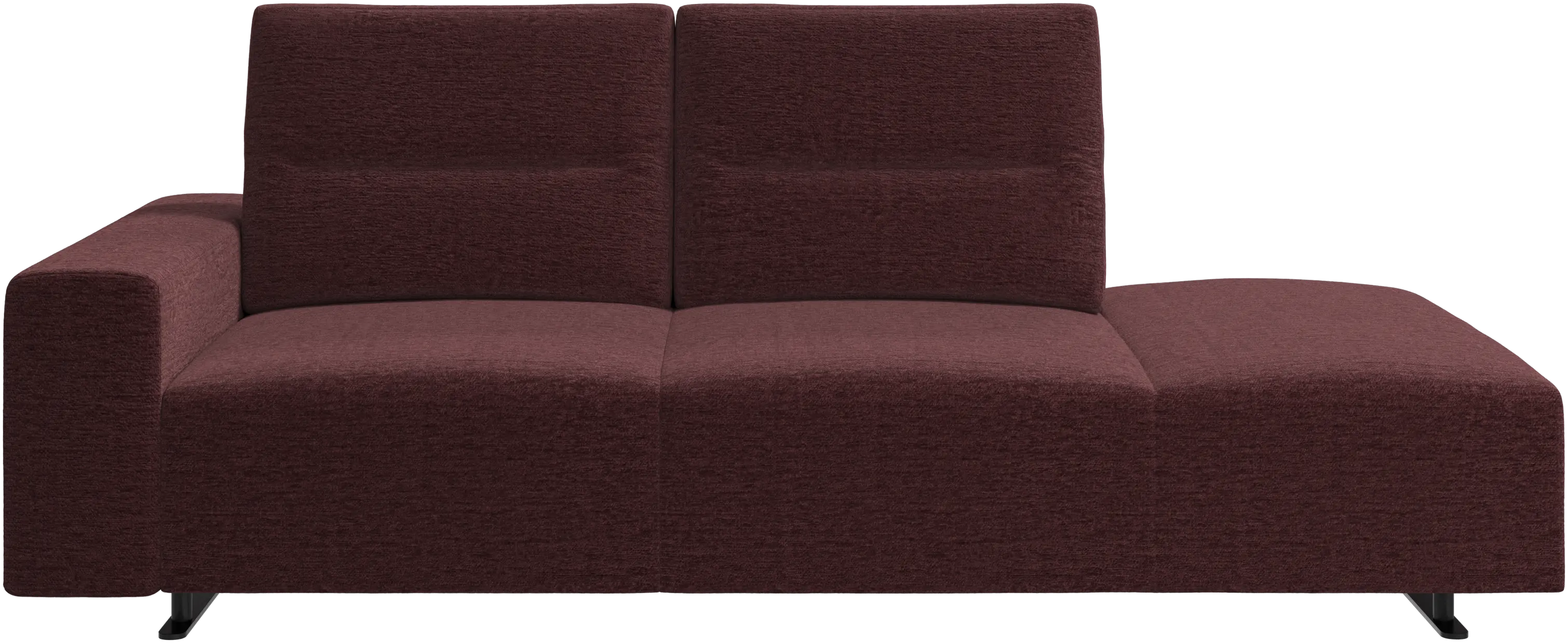 Hampton sofa with adjustable back and lounging unit right side, armrest left