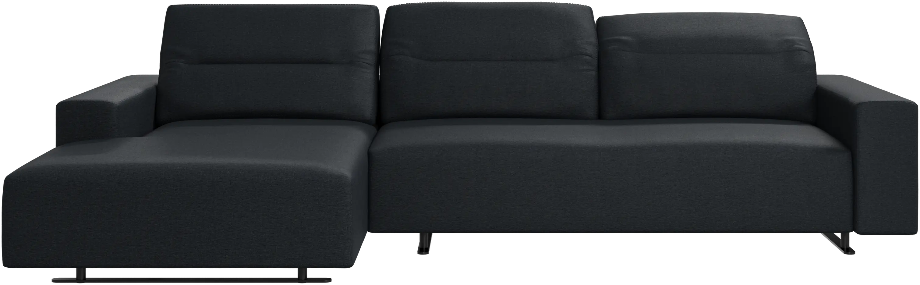 Hampton sofa with adjustable back and resting unit left side, storage right side