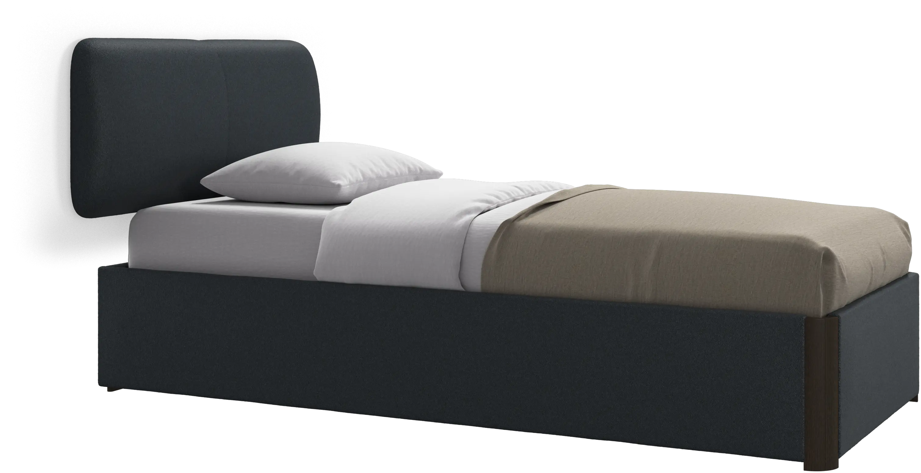 Element bed, wall-mounted headboard, with slats and storage solution, excl. mattress
