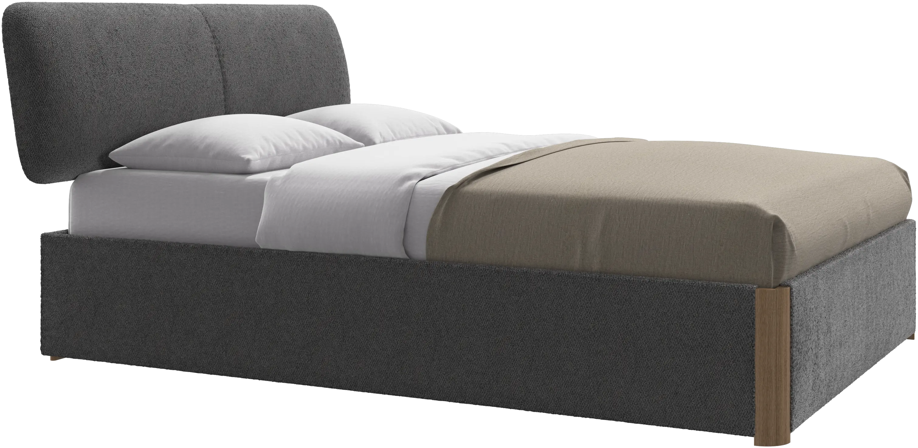 Element bed, bed-mounted headboard, with slats and storage solution, excl. mattress