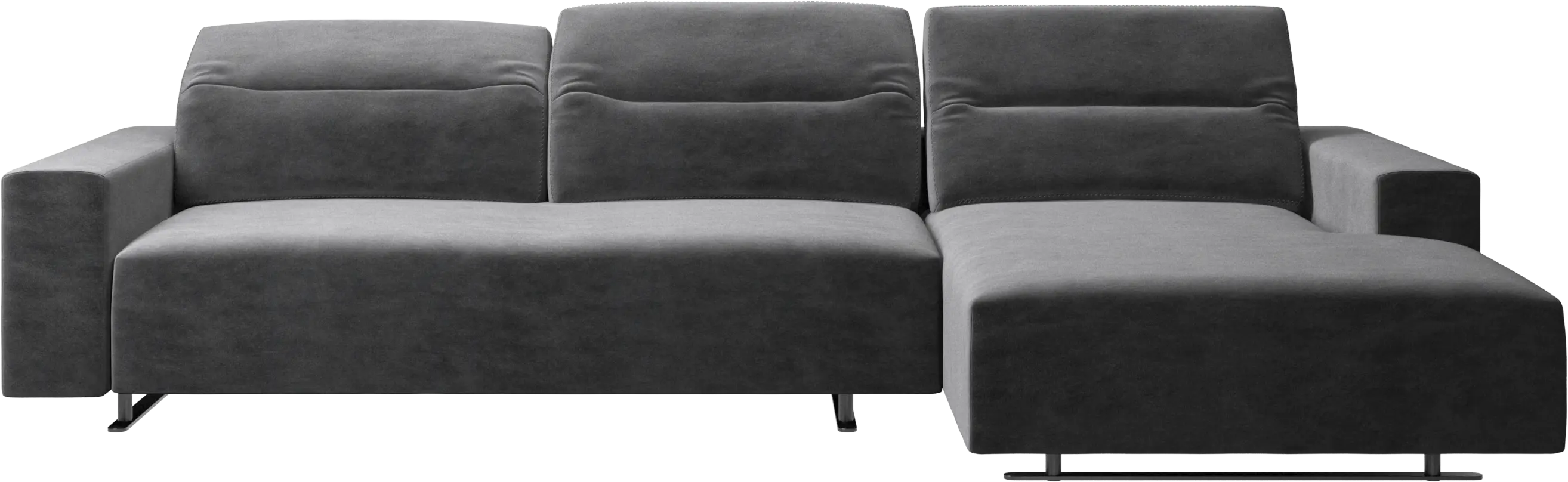 Hampton sofa with adjustable back, resting unit and storage right side