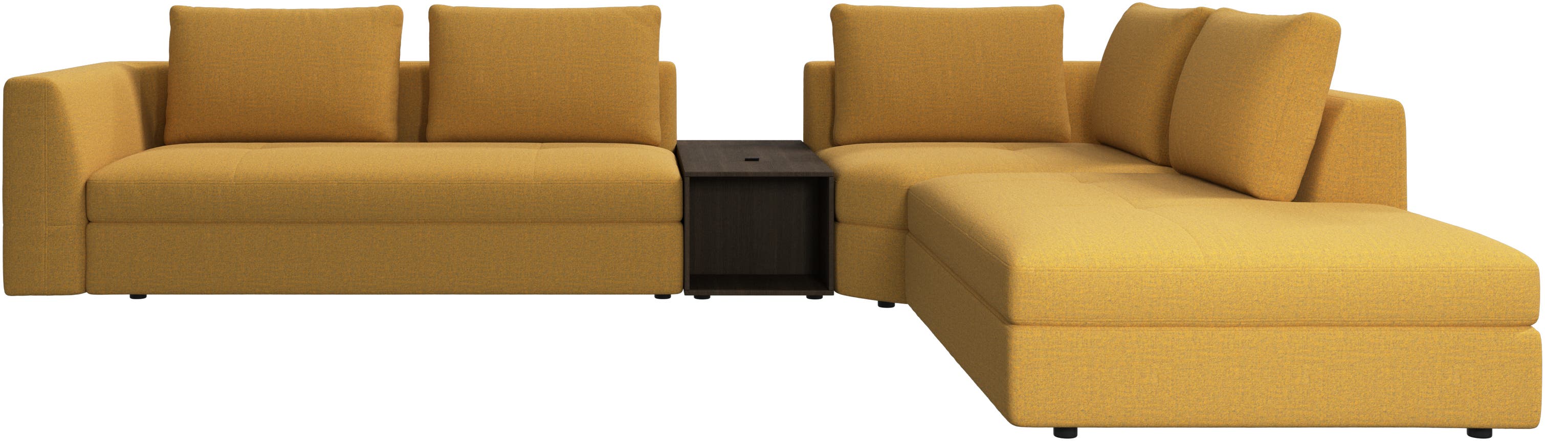 Bergamo corner sofa with lounging unit and footstool w/storage