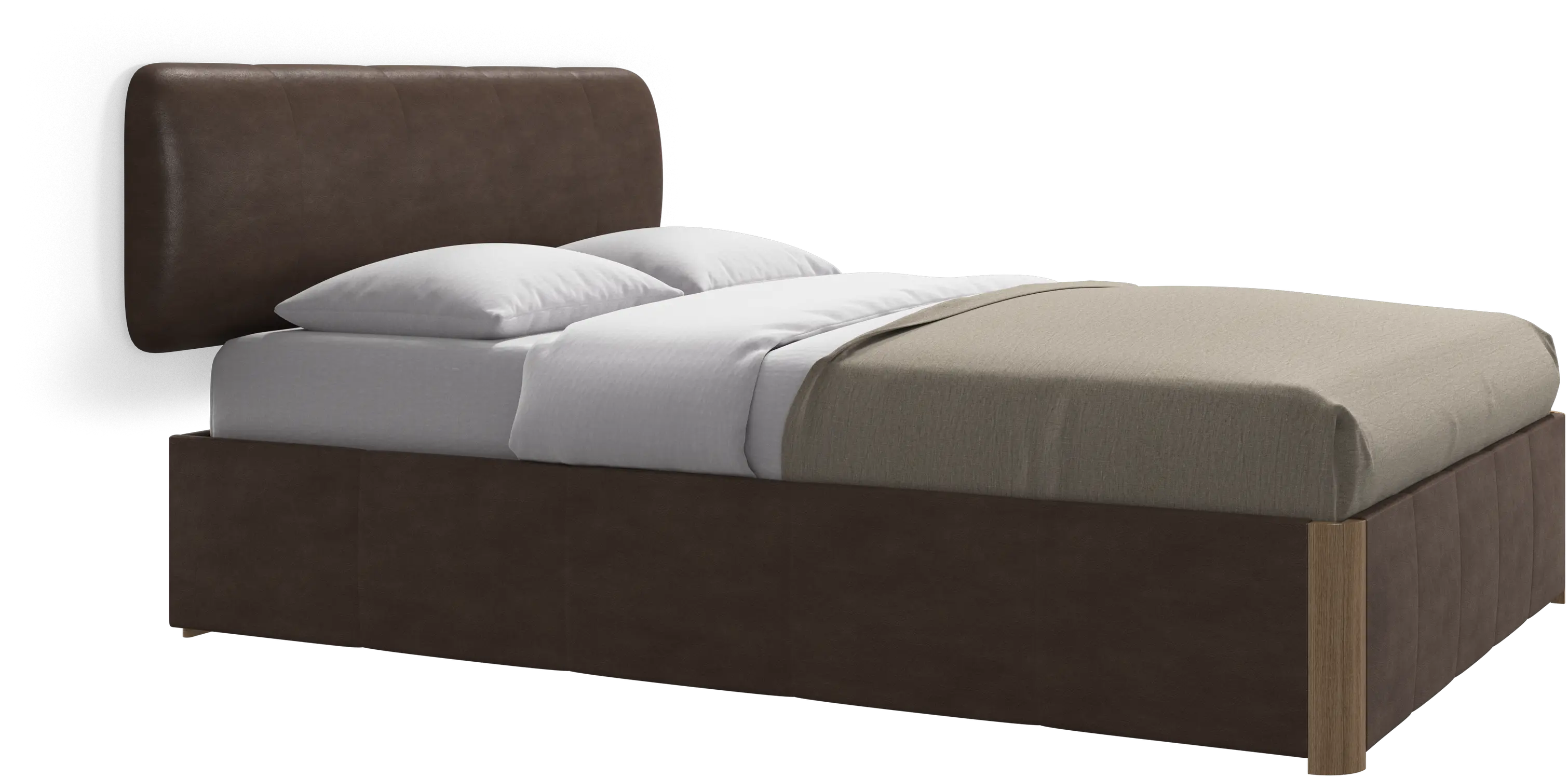 Element bed, wall-mounted headboard, with slats and storage solution, excl. mattress