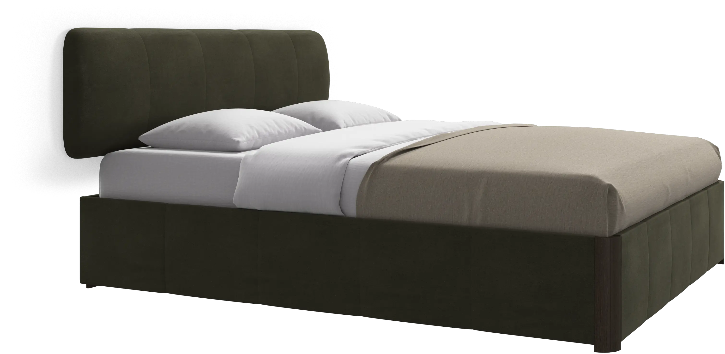 Element lit, tête de lit murale, avec lattes et solution de stockage, excl. matelas