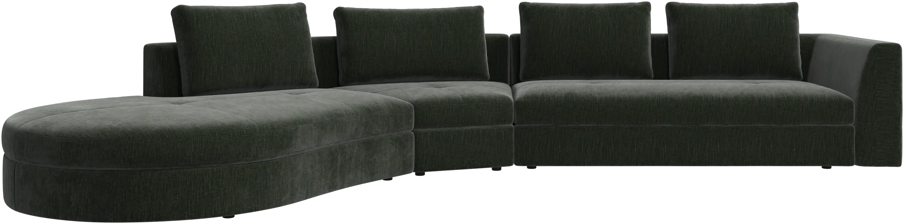 Bergamo sofa with round lounging unit, left