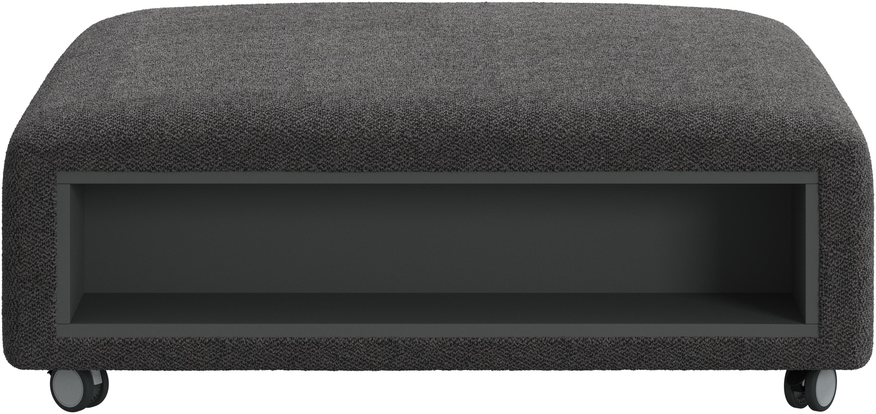 Hampton pouf on wheels with storage left and right sides