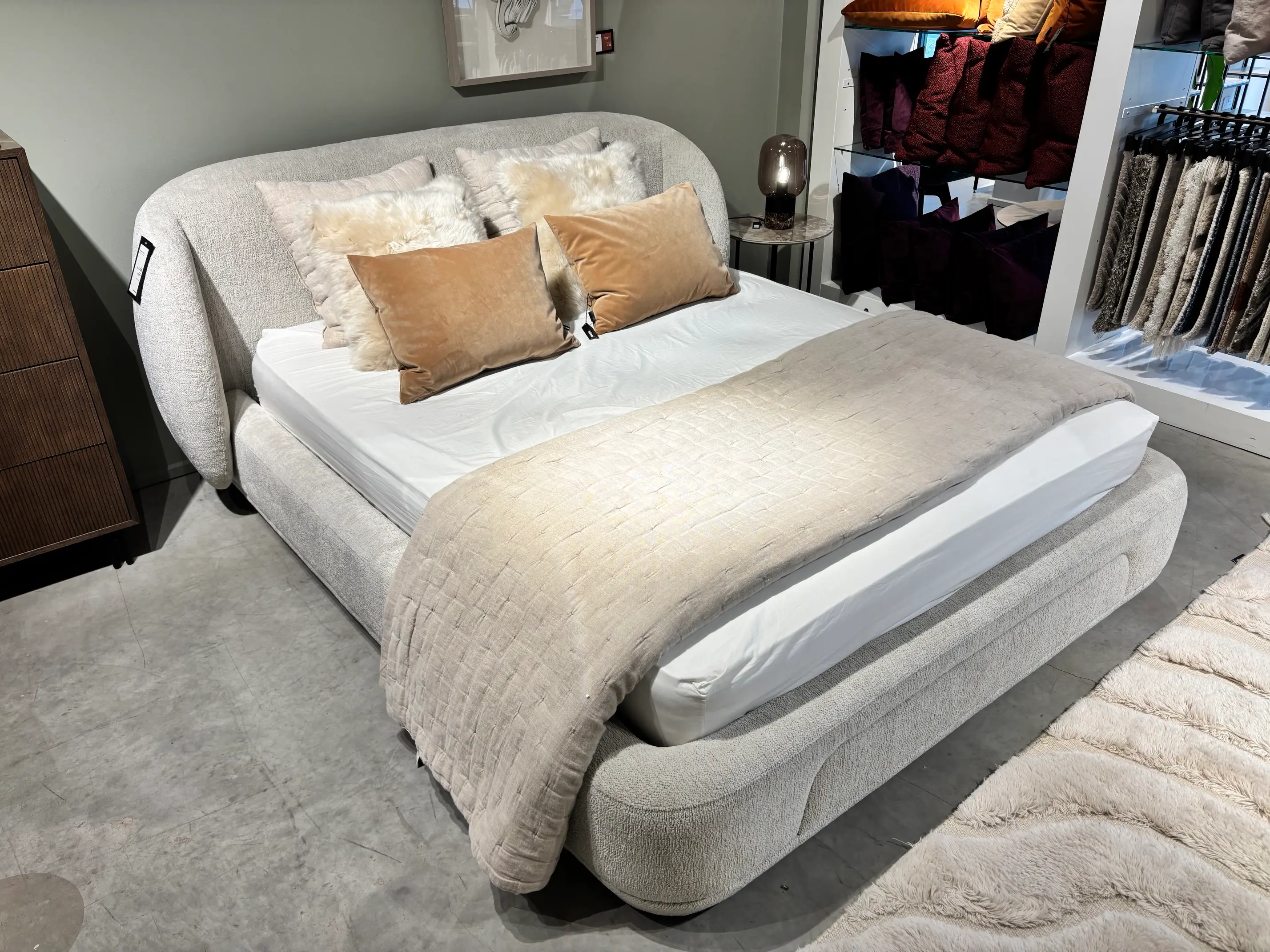 Beds Bolzano King Size Bed - Beige Lucca Fabric