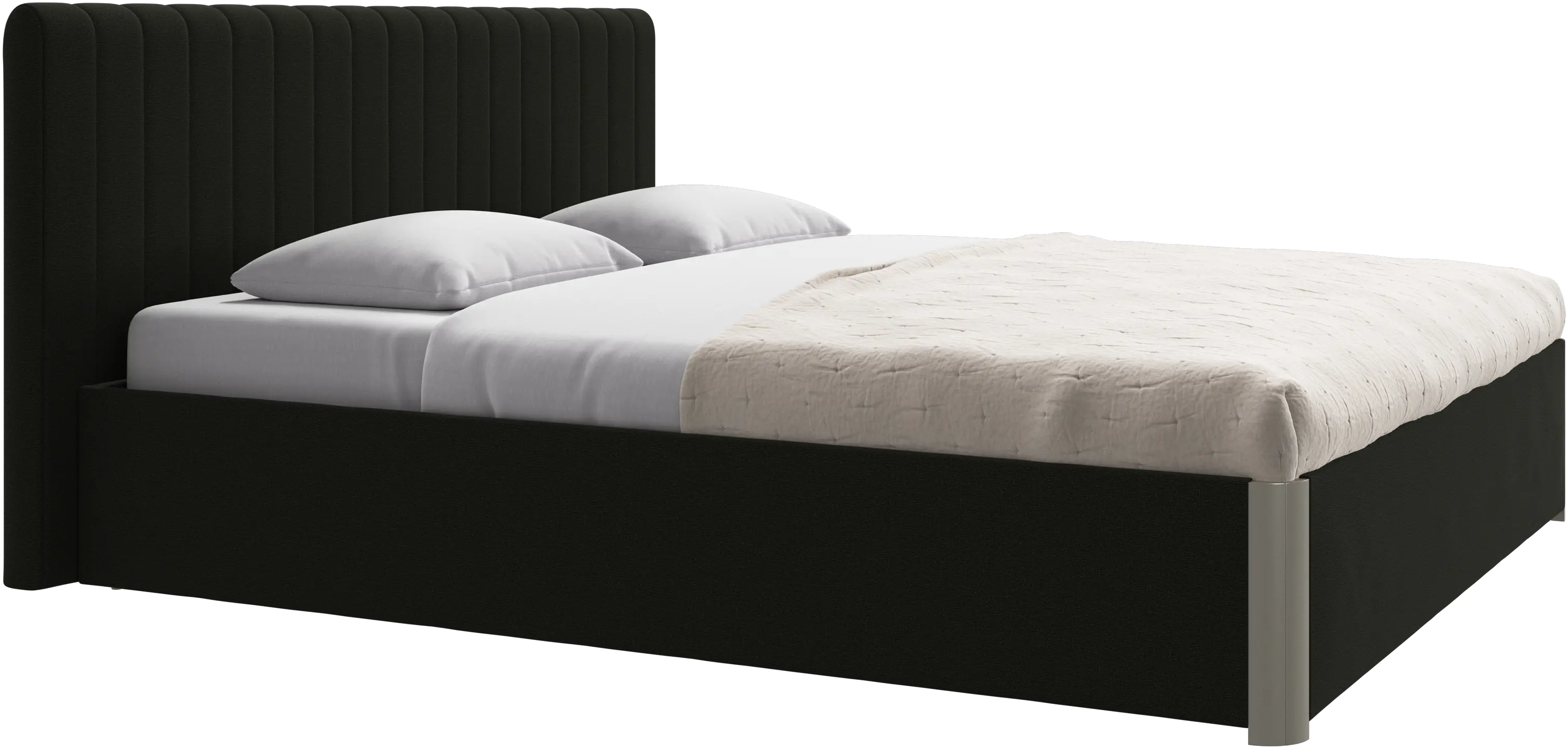 Element bed, bed-mounted headboard, with slats and storage solution, excl. mattress