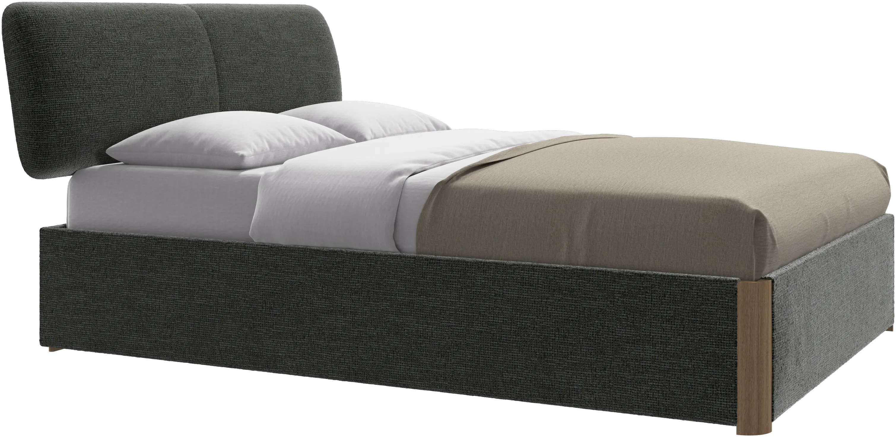 Element bed, bed-mounted headboard, with slats and storage solution, excl. mattress