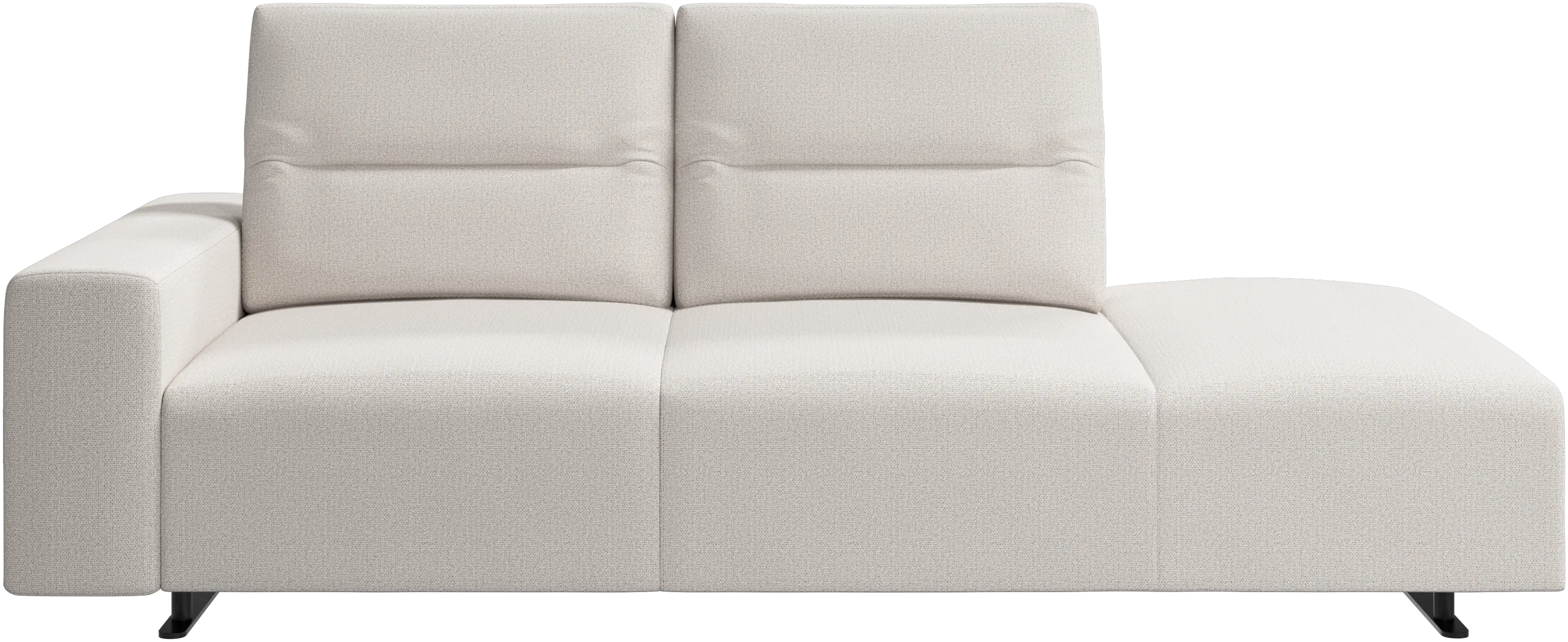 Hampton sofa with adjustable back and lounging unit right side, armrest left
