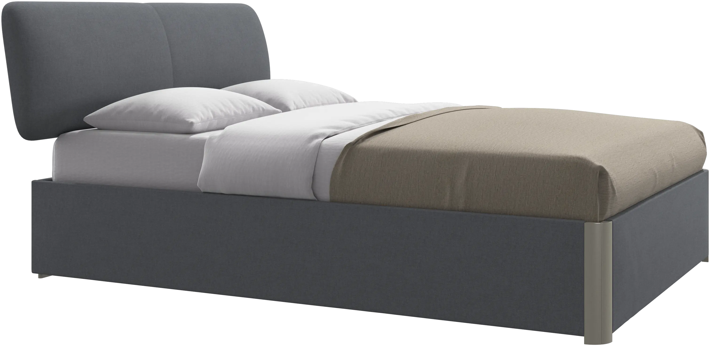 Element lit, tête de lit fixée au lit, avec lattes et solution de stockage, excl. matelas