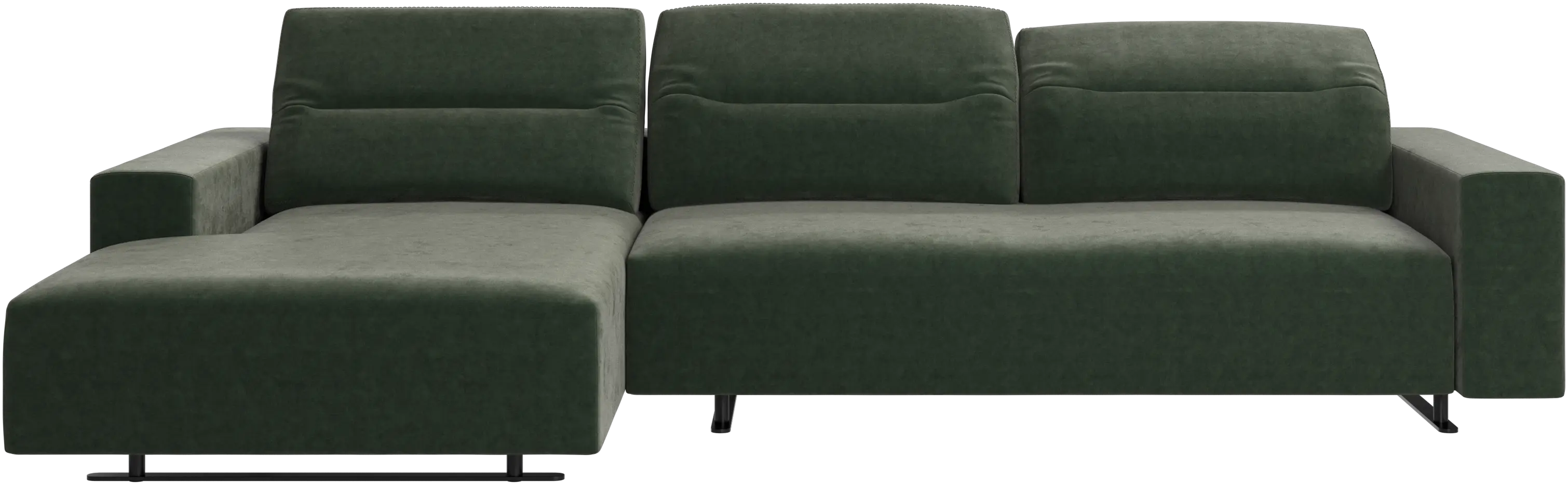 Hampton sofa with adjustable back, resting unit and storage left side