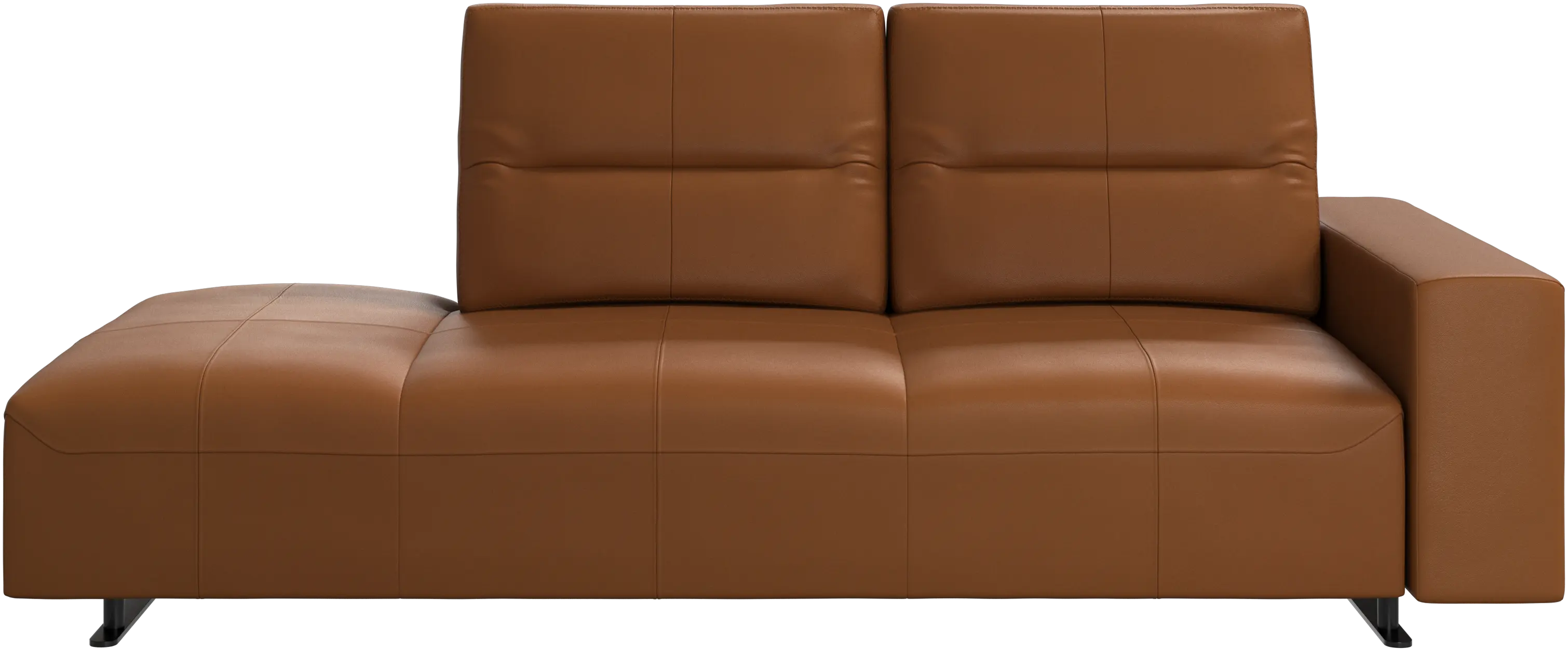 Hampton sofa with adjustable back and lounging unit left side, armrest right