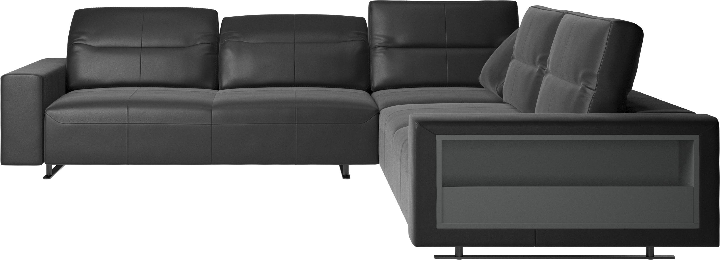 Hampton corner sofa with adjustable back and storage on right side