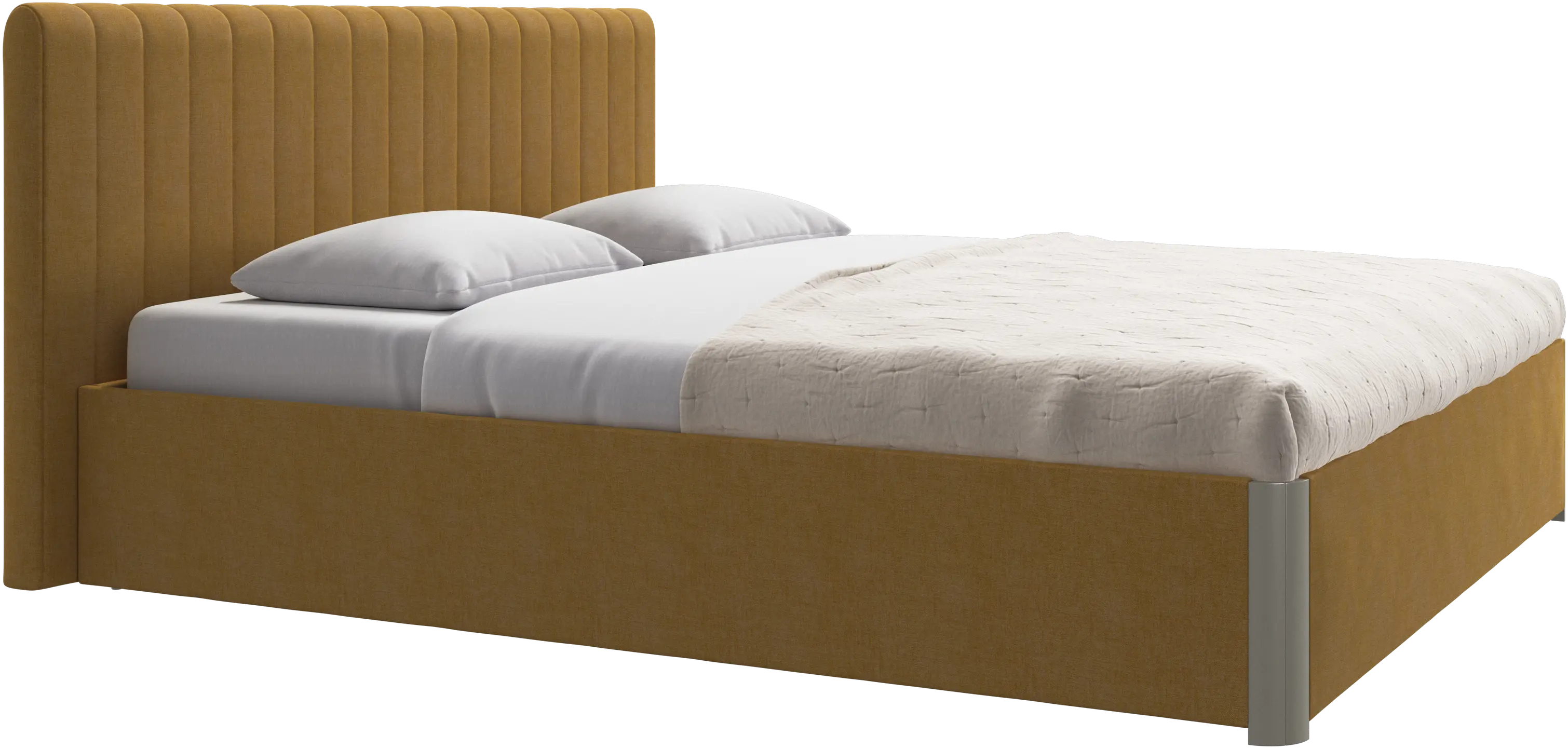 Element bed, bed-mounted headboard, with slats and storage solution, excl. mattress