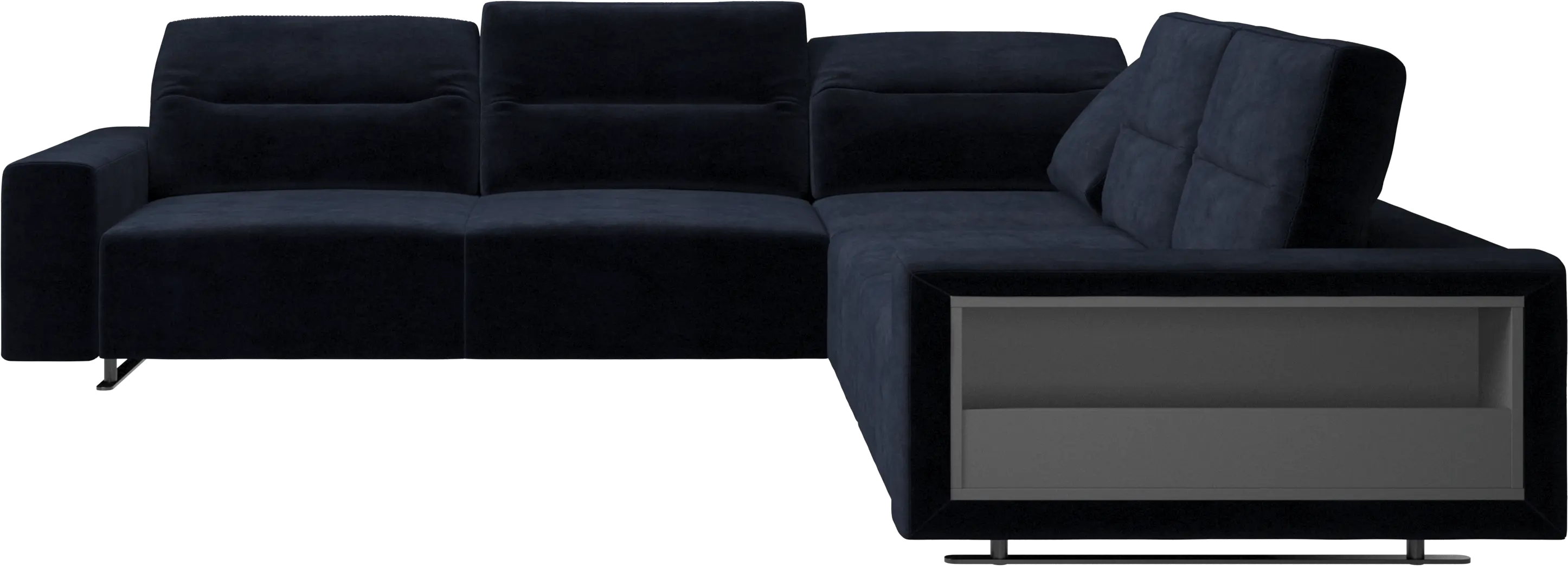 Hampton corner sofa with adjustable back and storage on right side