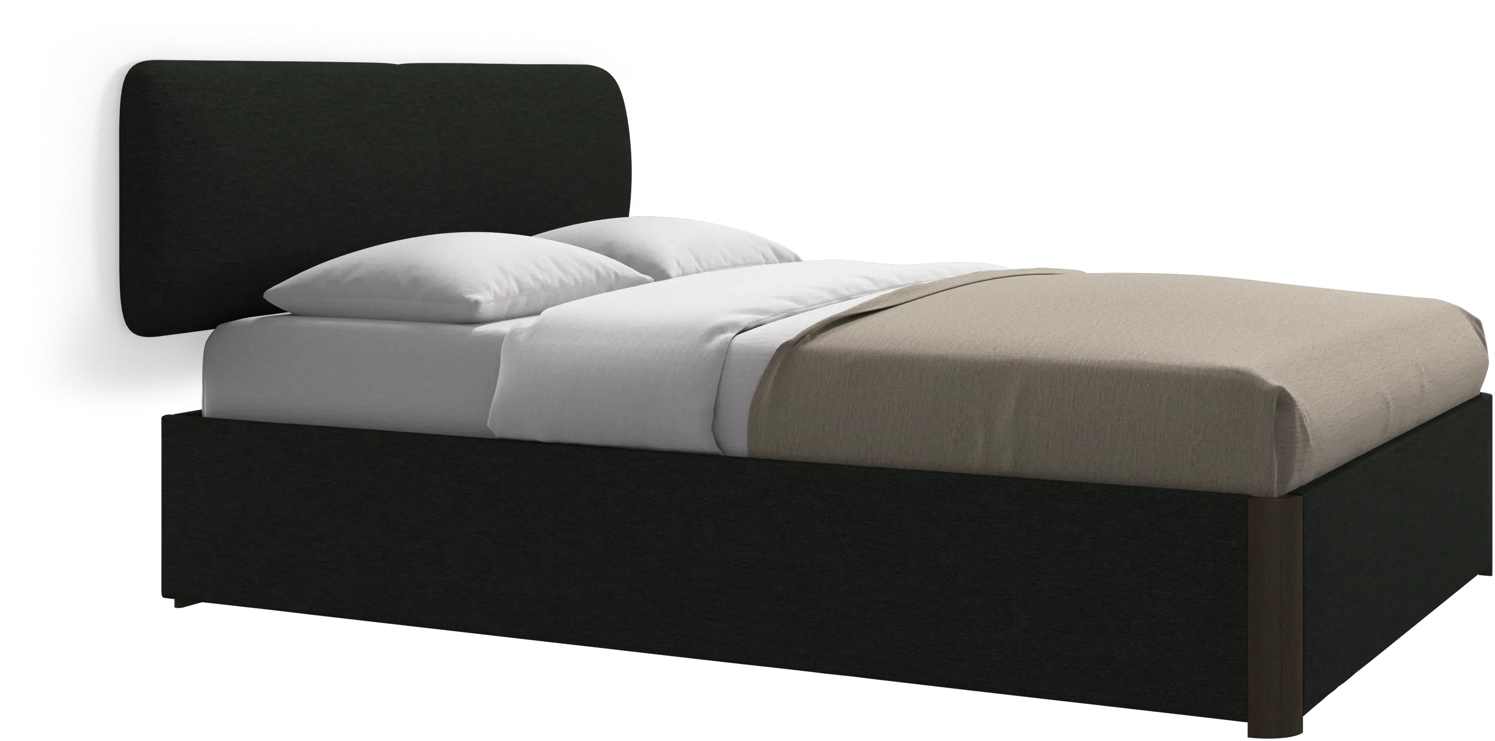 Element bed, wall-mounted headboard, with slats and storage solution, excl. mattress