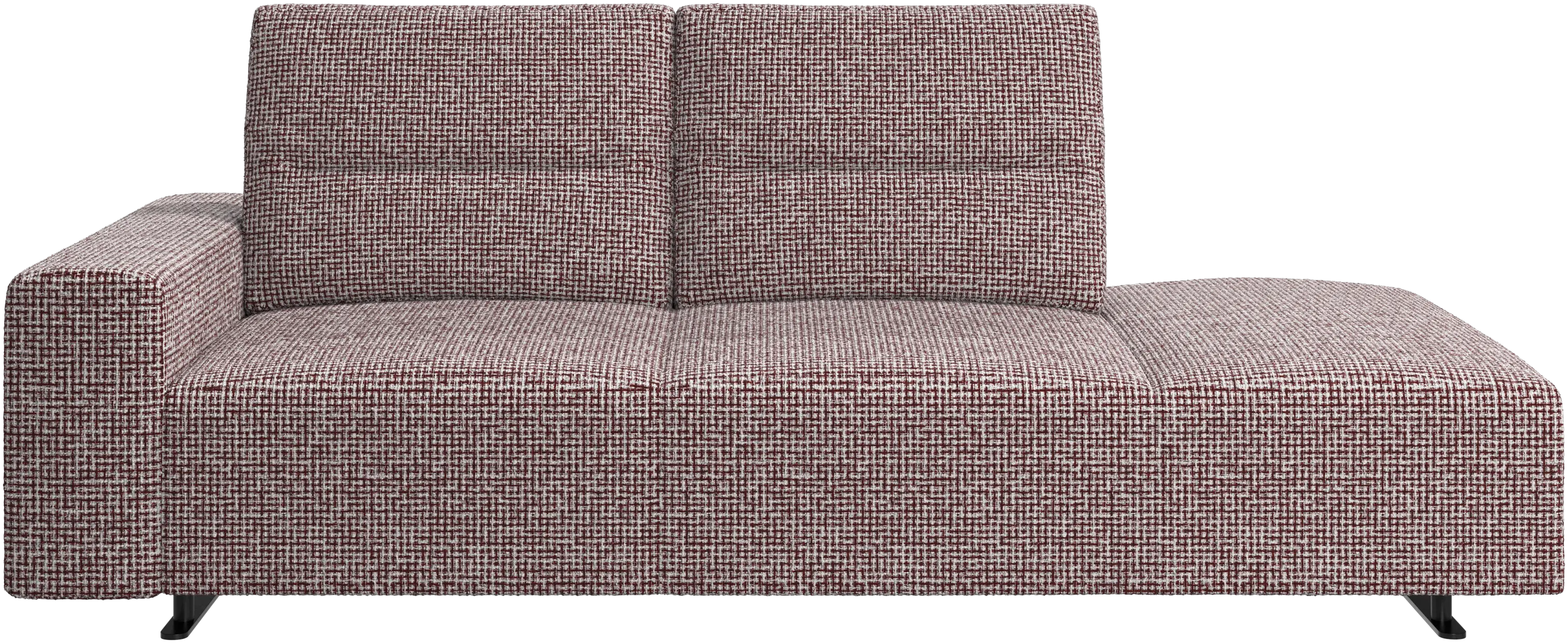 Hampton sofa with adjustable back and lounging unit right side, armrest left