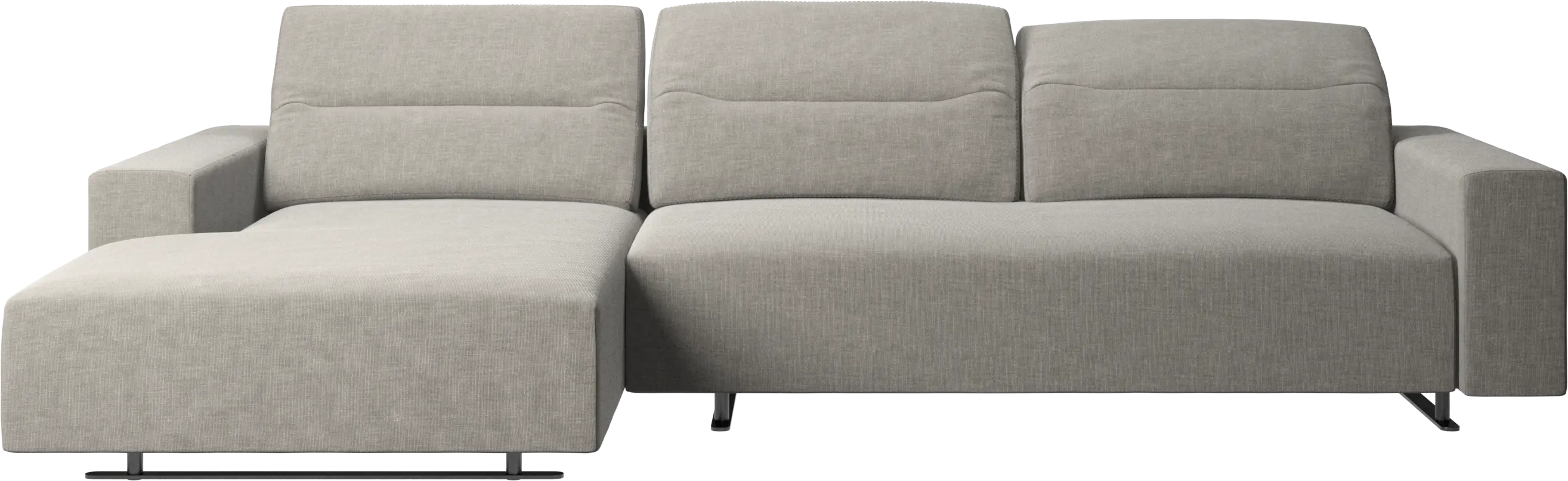 Hampton sofa with adjustable back, resting unit and storage left side